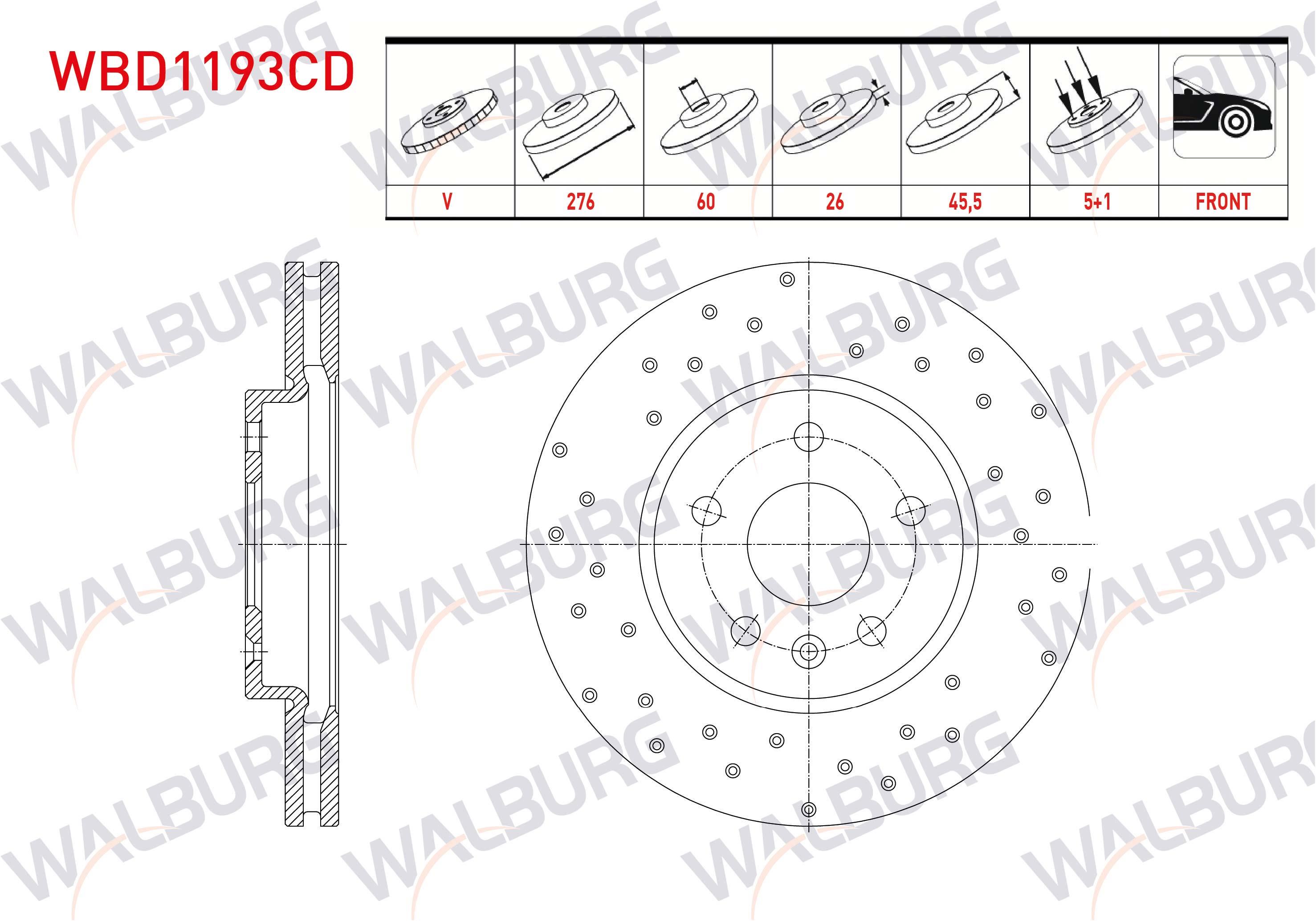FREN DISKI ON HAVALI KAPLAMALI PERFORMANS DELIKLI 5 BJN 276X26X60X45,5 OPEL ASTRA J 1.4i 2009-2016