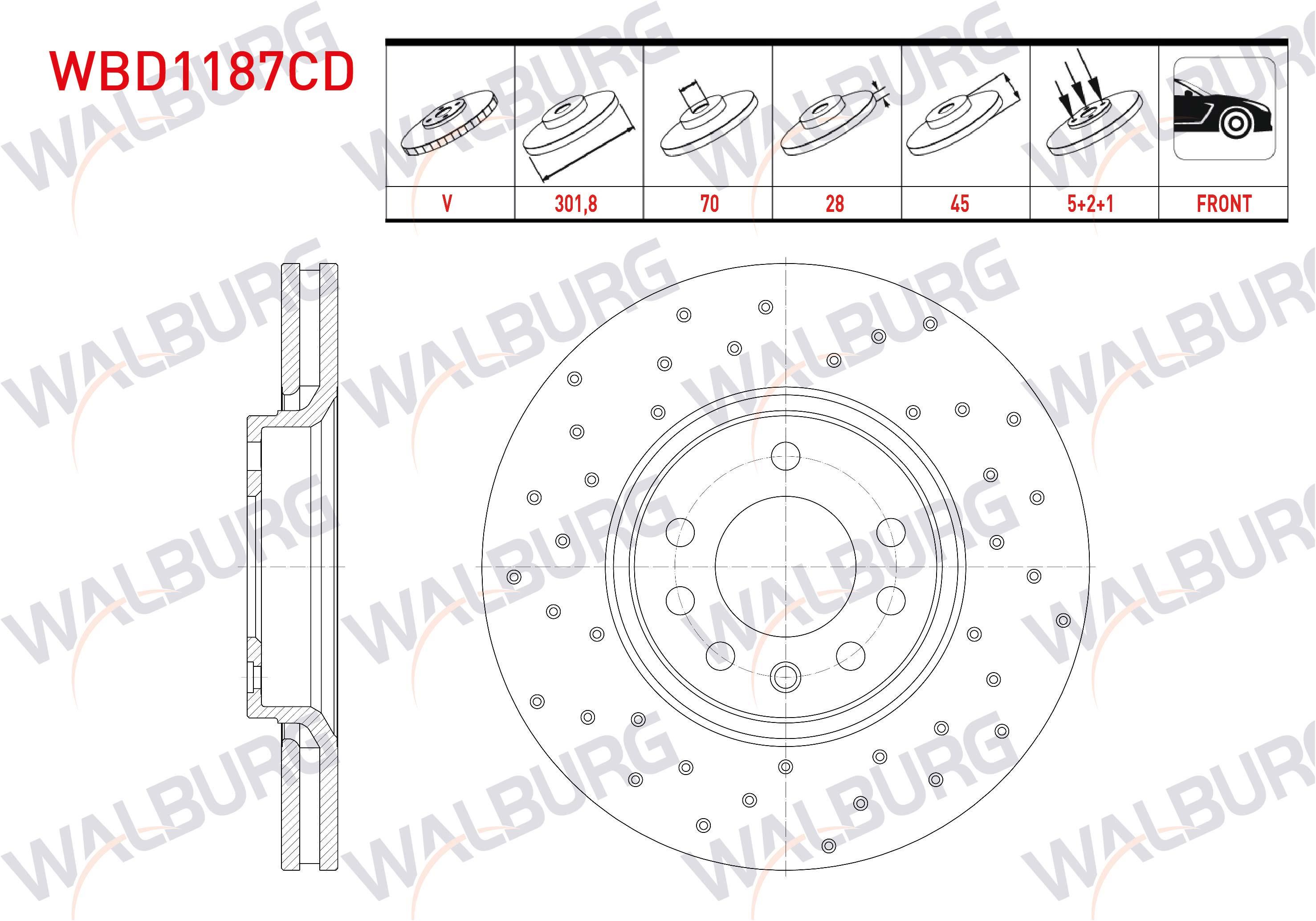 FREN DISKI ON HAVALI KAPLAMALI PERFORMANS DELIKLI 5 BJN 301,8X28X70X45 OPEL VECTRA C 1.6 16v 2002-2008