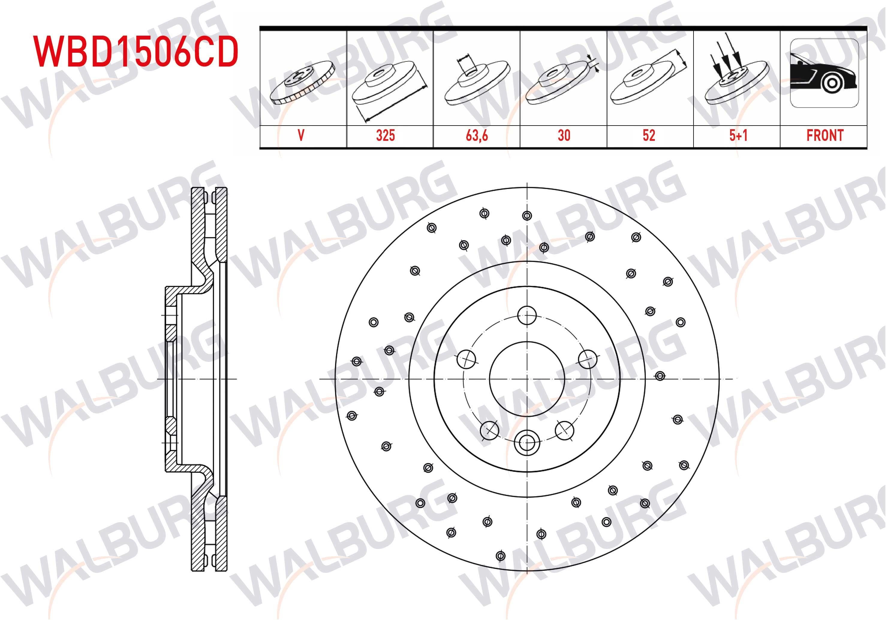 FREN DISKI ON HAVALI KAPLAMALI PERFORMANS DELIKLI LAND ROVER DISCOVERY SPORT (LC) 2.0 TD4 5 BIJON 325X30X63,6X52 2014-