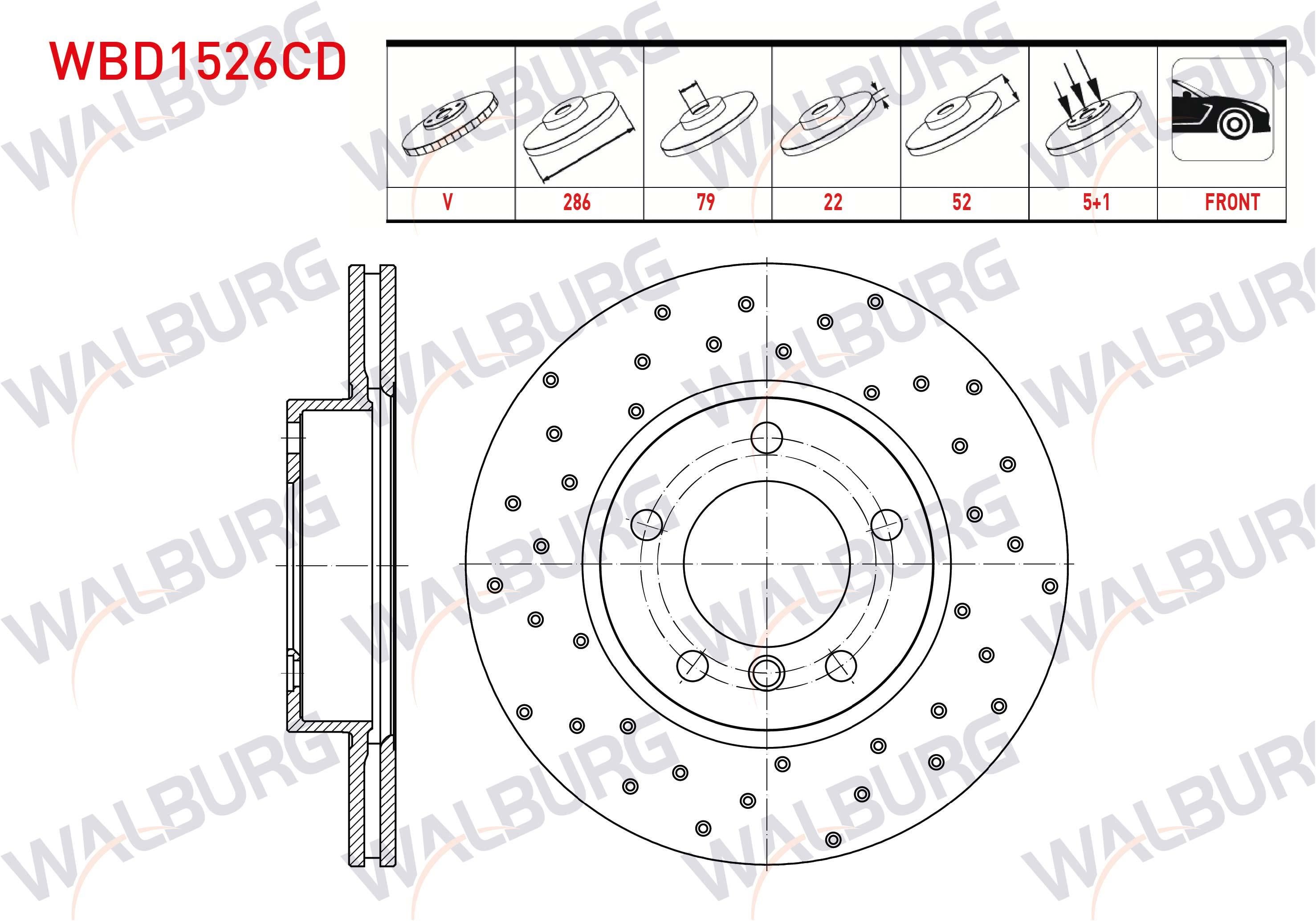FREN DISKI ON HAVALI KAPLAMALI PERFORMANS DELIKLI BMW 3 SERISI (E46) 318 Ci 5 BIJON 286X22X79X52 1998-2005