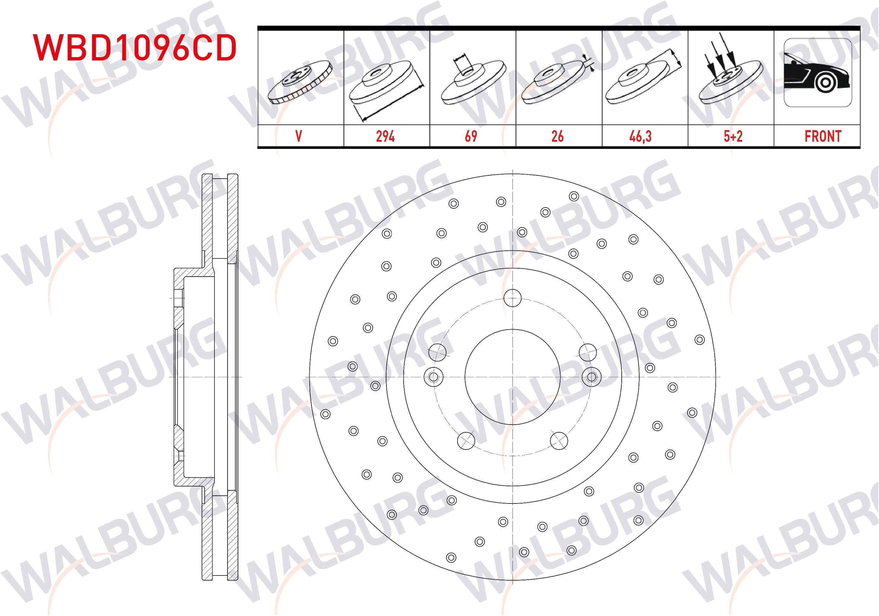 FREN DISKI ON HAVALI KAPLAMALI PERFORMANS DELIKLI 5 BJN 294X26X69X46,3 HYUNDAI SANTA FE (SM) 2.0i 2001-2006