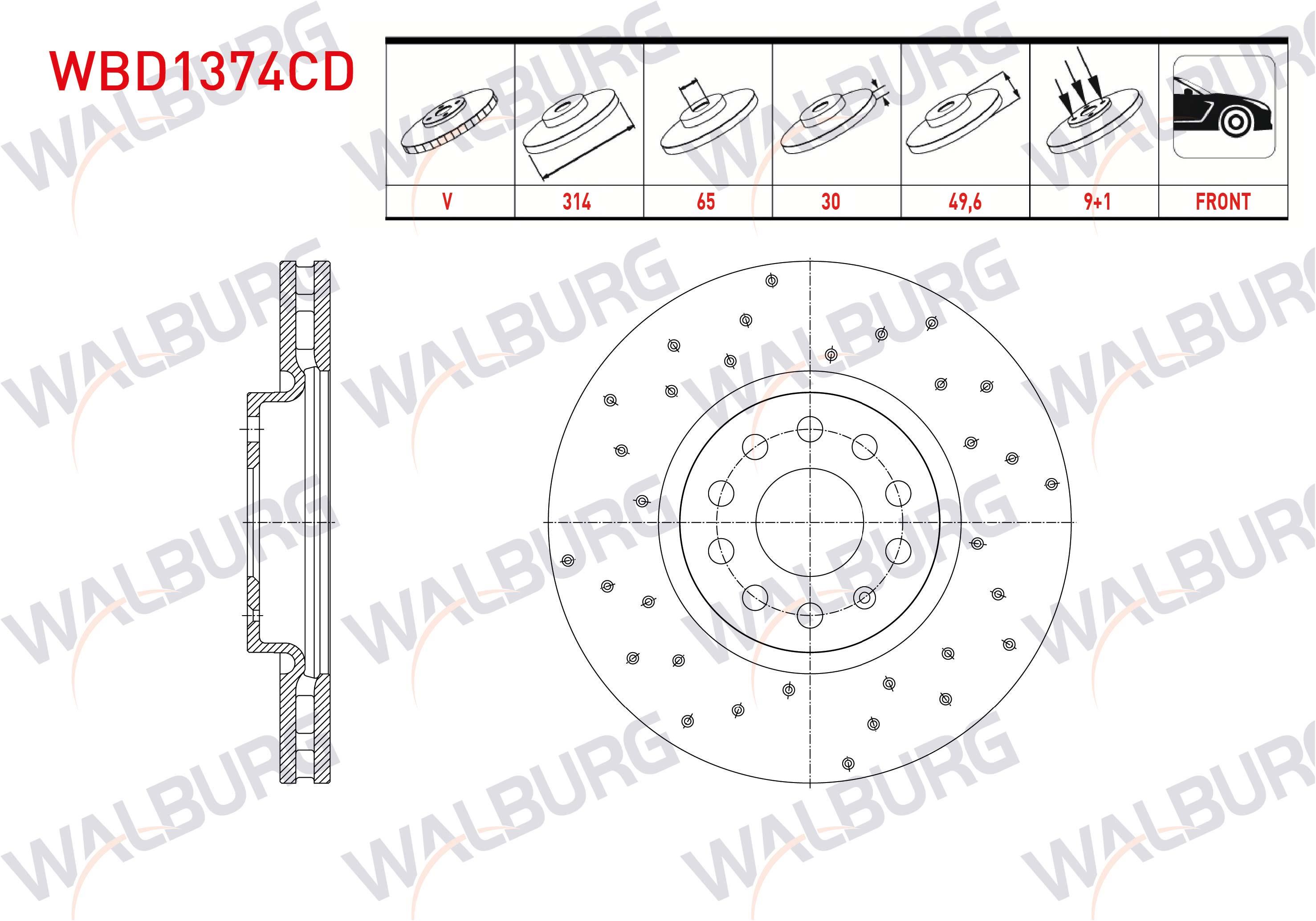 FREN DISKI ON HAVALI KAPLAMALI PERFORMANS DELIKLI 5 BJN 314X30X65X49,60 VOLKSWAGEN TIGUAN (AD1) 2.0 TDI 2016-
