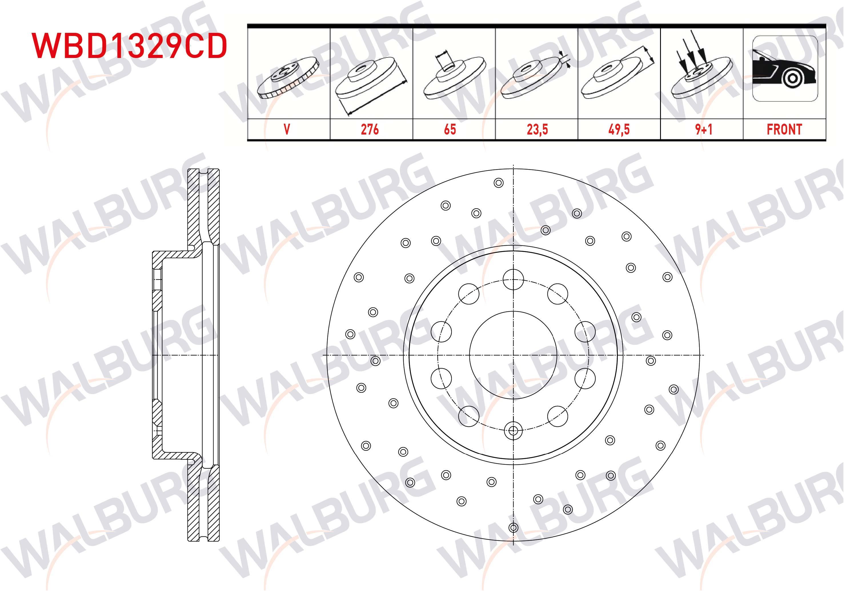 FREN DISKI ON HAVALI KAPLAMALI PERFORMANS DELIKLI 5 BJN 276X23,5X65X49,5 VOLKSWAGEN GOLF VII (5G1) 1.2 TSI 2012-