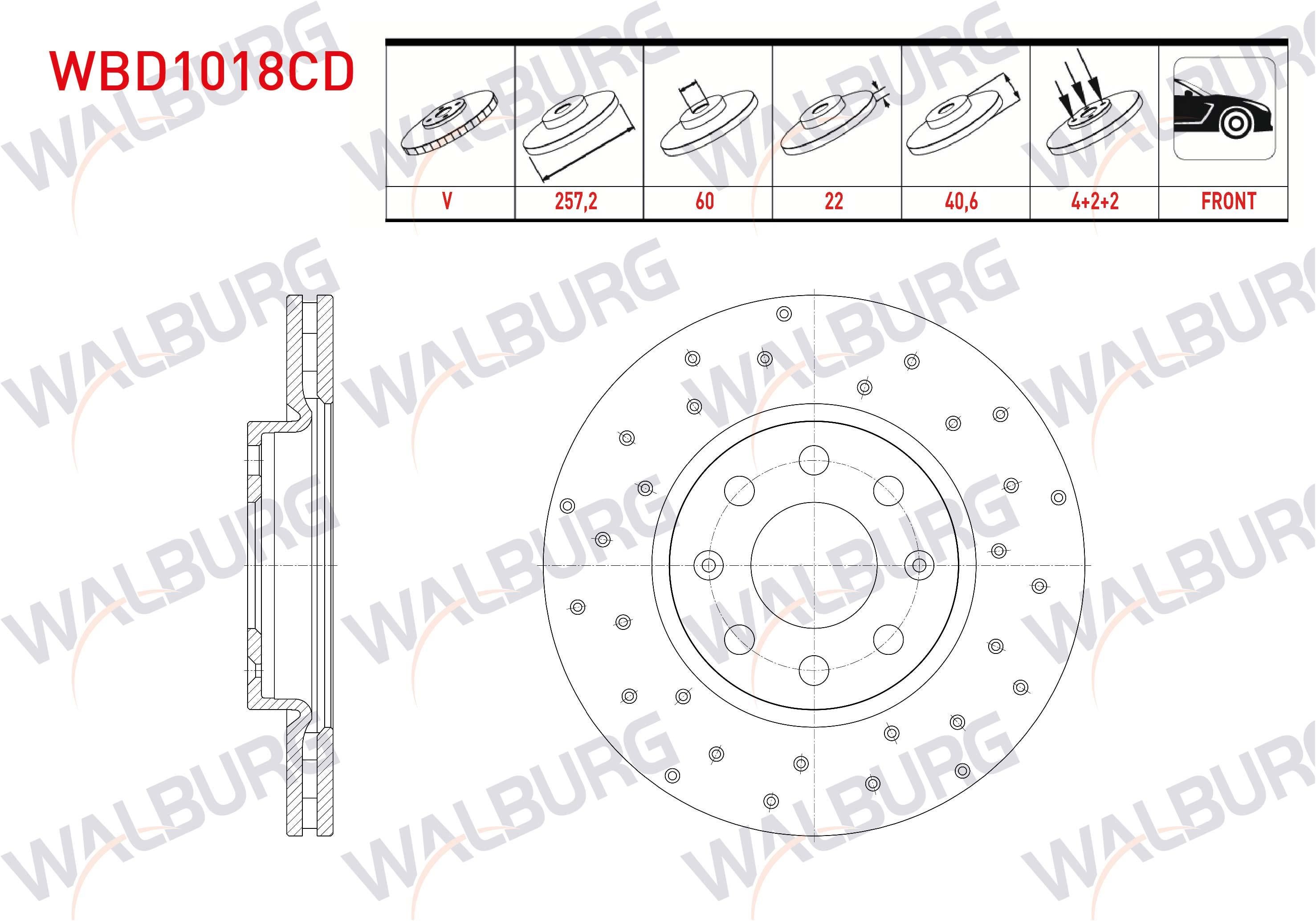FREN DISKI ON HAVALI KAPLAMALI PERFORMANS DELIKLI 4 BJN 257,2X22X60X40,6 FIAT G.PUNTO 1.3 MJT 2005-2012/ G.PUNTO 1.4 2005-2012/ G.PUNTO 1.2 MPI 2005-2012/ OPEL CORSA D 1.0 2006-2014