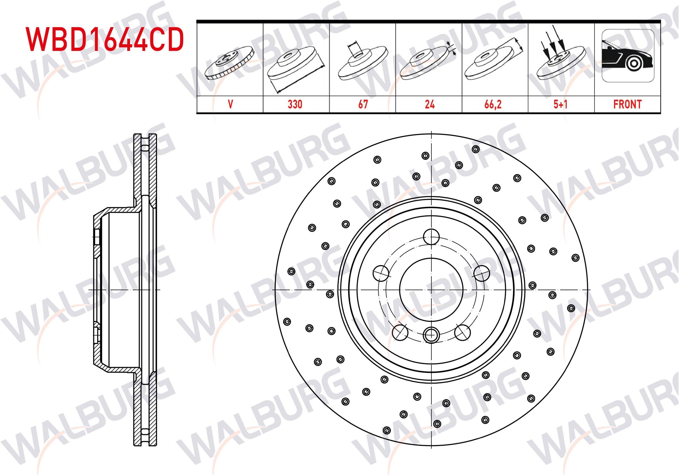 FREN DISKI ON HAVALI KAPLAMALI PERFORMANS DELIKLI 5 BJN 330X24X67X66,3 BMW 5 SERISI (G30) 2016-/ X3 (G01) 2017-