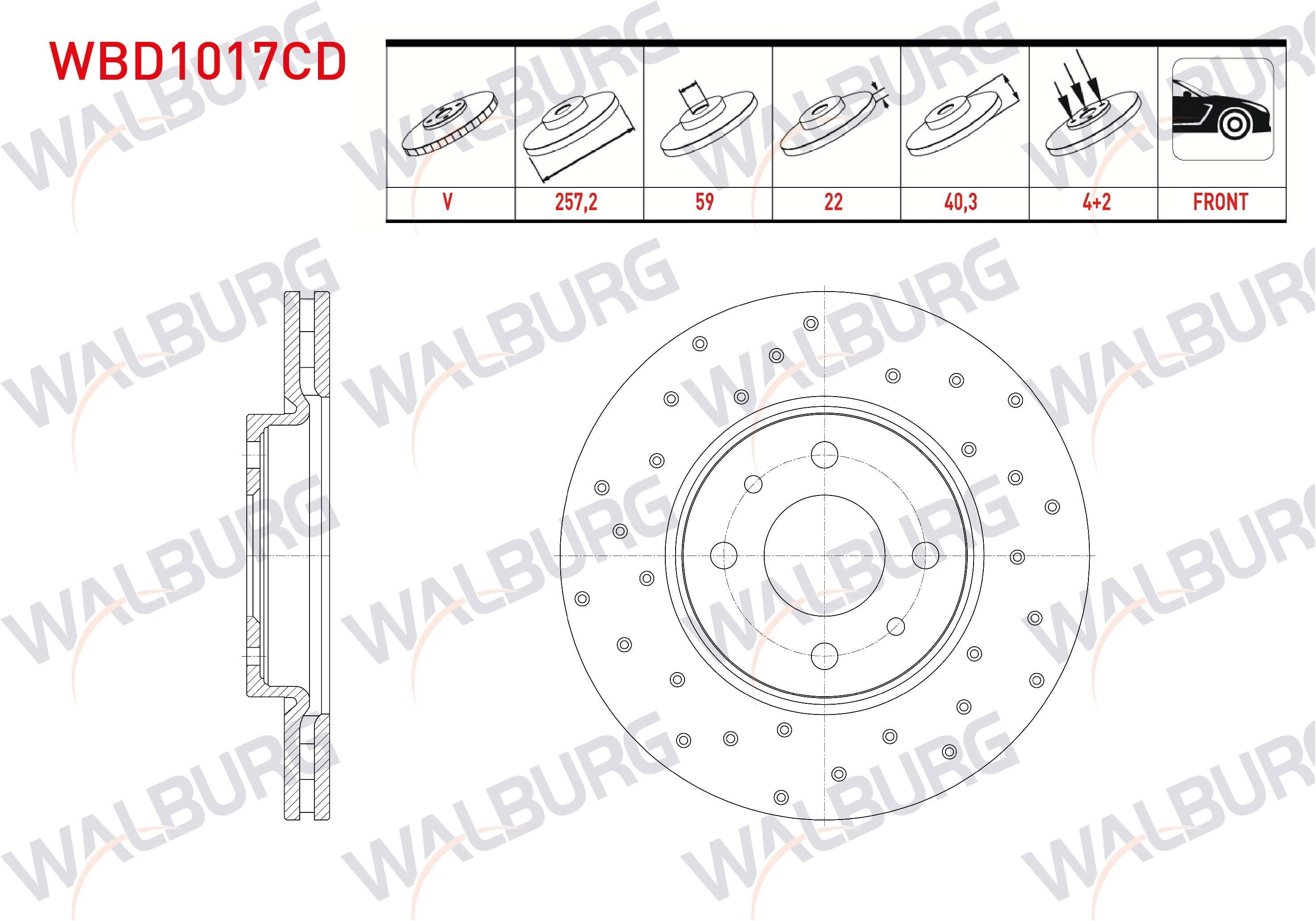 FREN DISKI ON HAVALI KAPLAMALI PERFORMANS DELIKLI 4 BJN 257,2X22X59X40,3 PEUGEOT BIPPER 1.4 HDI 2008-
