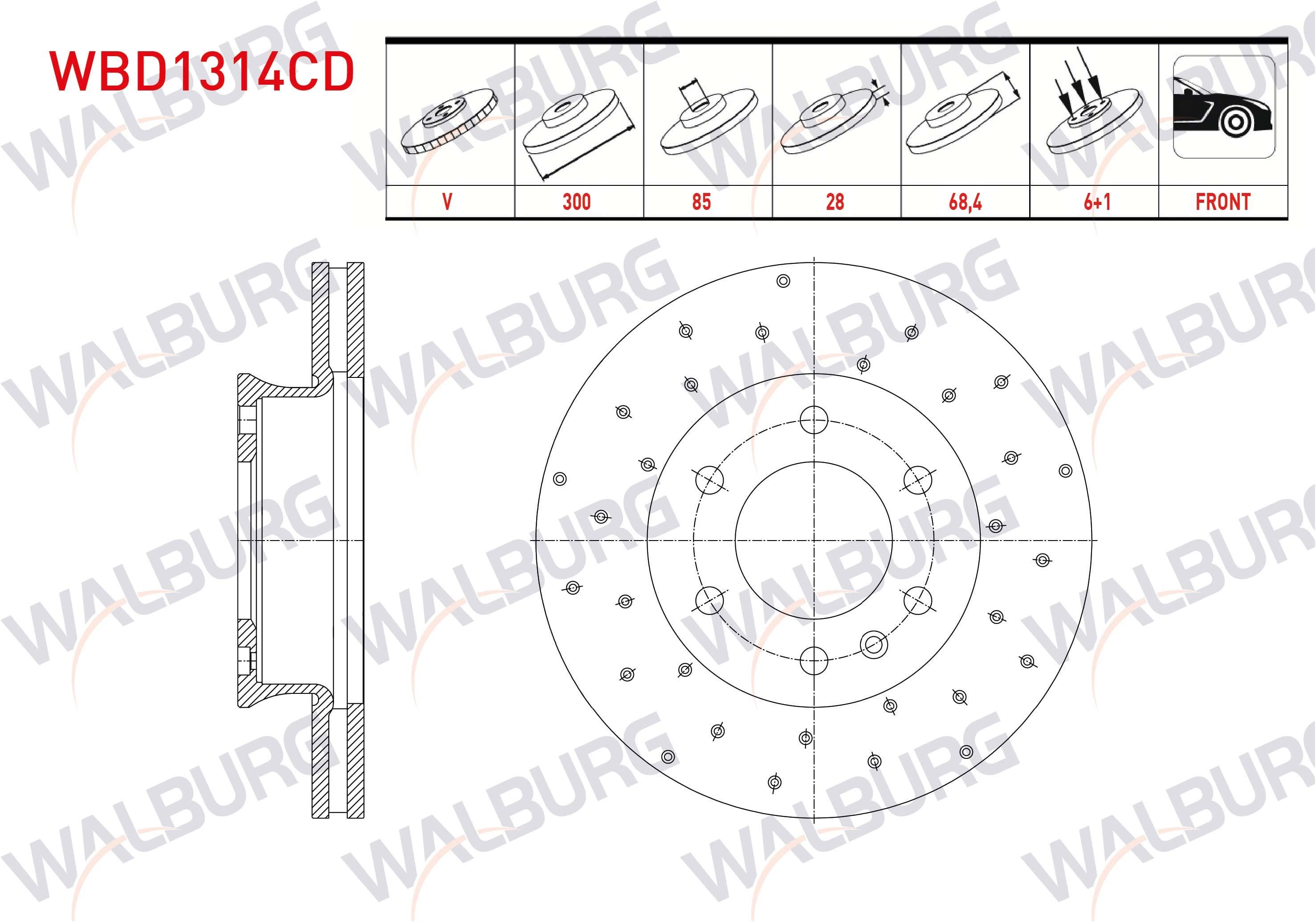 FREN DISKI ON HAVALI KAPLAMALI PERFORMANS DELIKLI 6 BJN 300X28X85X68,4 MERCEDES SPRINTER 5T (906) 515 CDI 2006-2009