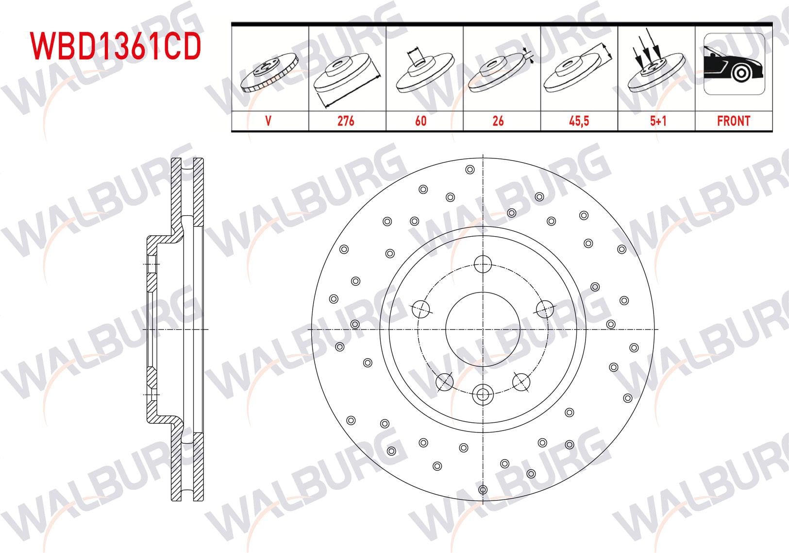FREN DISKI ON HAVALI KAPLAMALI PERFORMANS DELIKLI 5 BJN 15 JANT 276X26X60X45,50 OPEL ASTRA K 1.4i TURBO 2015-