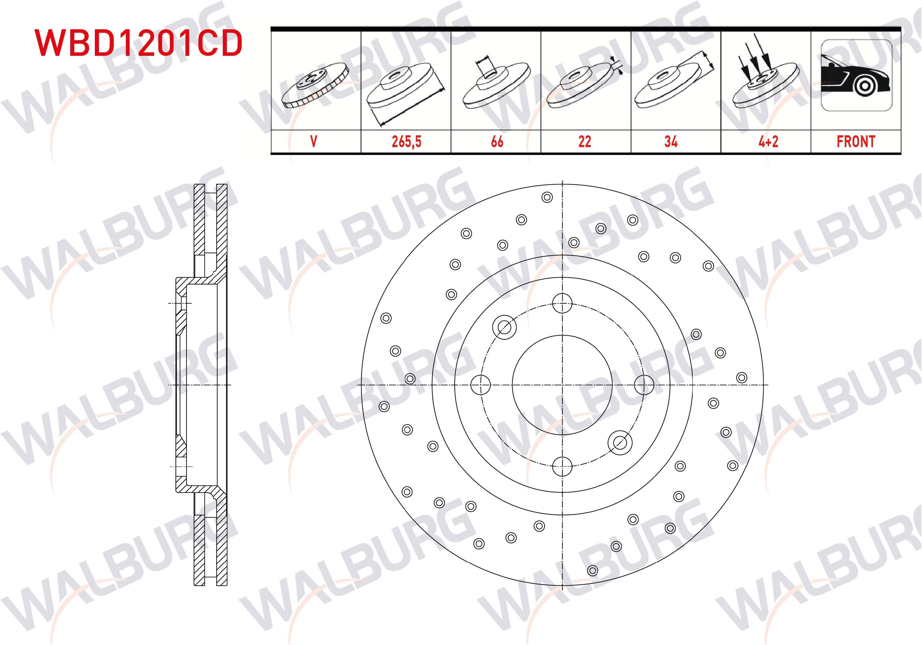 FREN DISKI ON HAVALI KAPLAMALI PERFORMANS DELIKLI 4 BJN 265,5X22X66X34 CITROEN BERLINGO 1.6 HDI 1996-2008