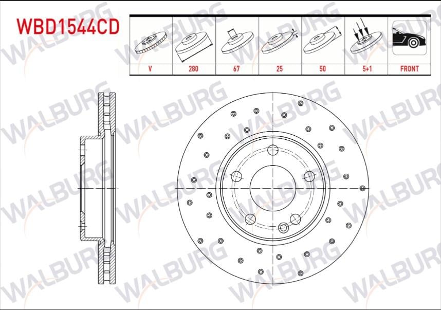 FREN DISKI ON HAVALI MERCEDES A SERISI (W176) A 160 CDI 5 BIJON 280X25X67X50 2012-
