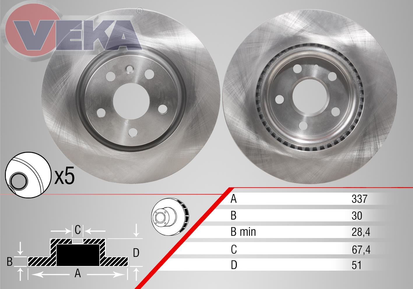 FREN DISKI ON HAVALI OPEL INSIGNIA 1.6 18 JANT 5 BIJON 337X30X67,4X51 2008-