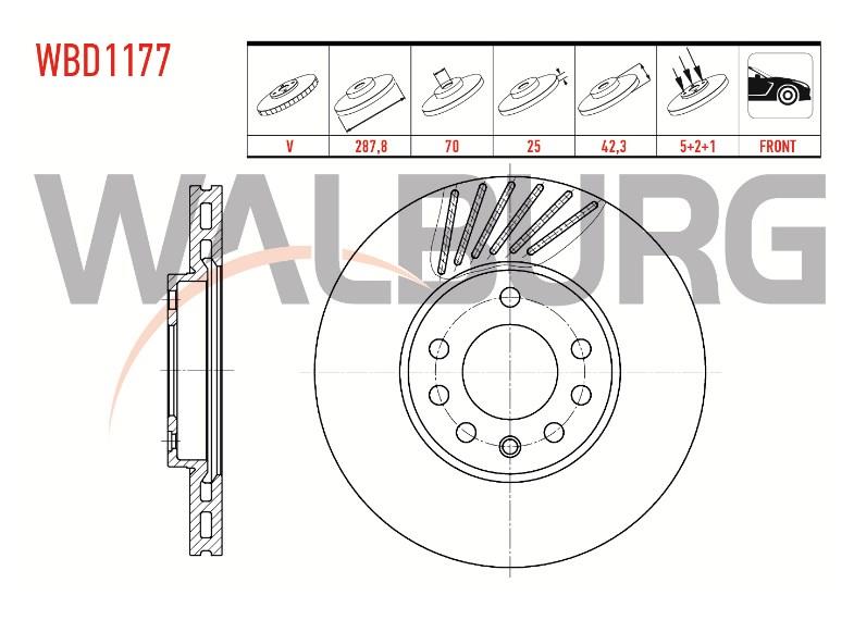 FREN DISKI ON HAVALI OPEL VECTRA B 2.0i 5 BIJON 287,8X25X70X42,3 1995-2003 90512029 93182284