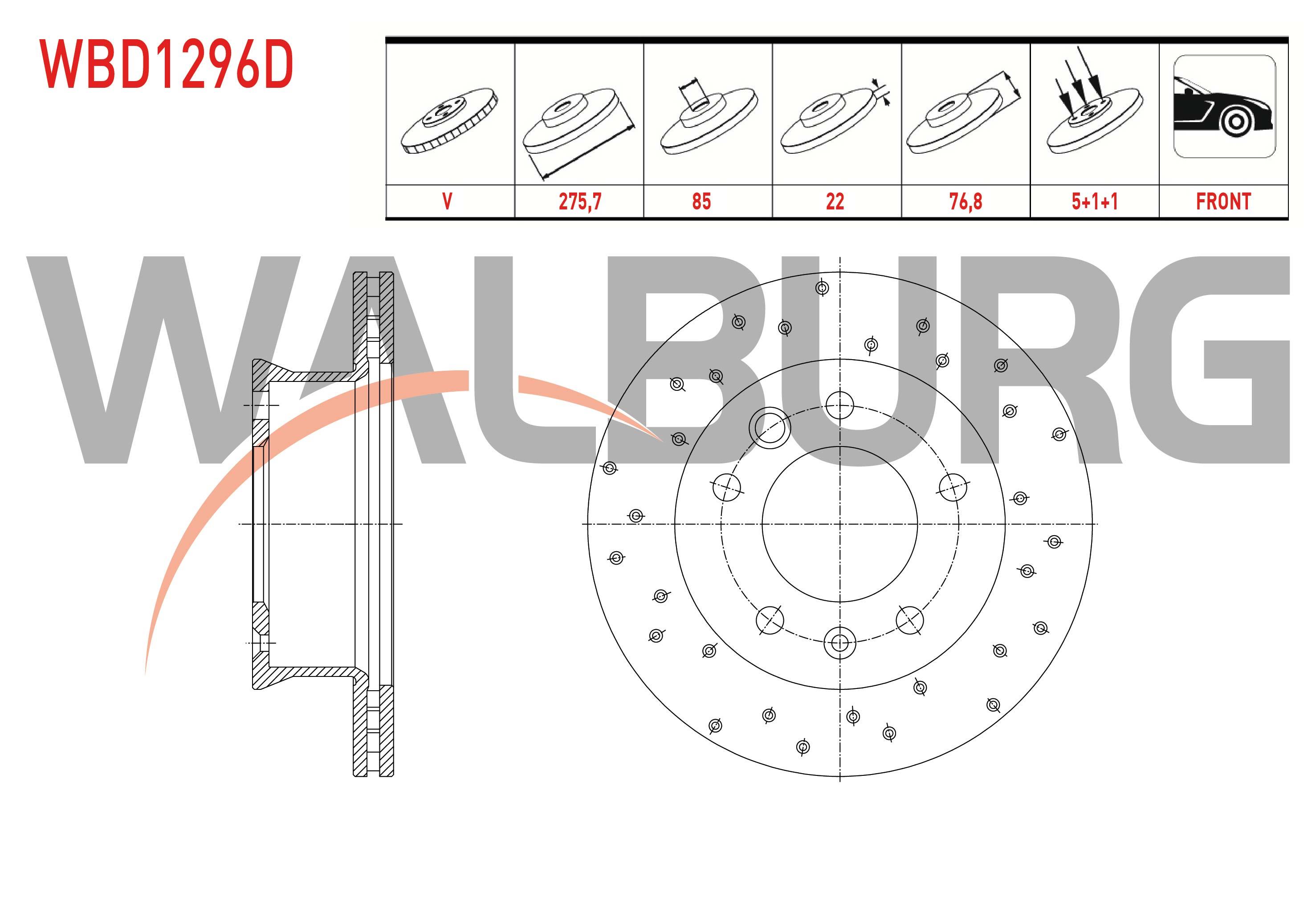 FREN DISKI ON HAVALI PERFORMANS DELIKLI 5 BJN 275,7X22X85X76,8 VW LT 28-35 II 2.5 TDI-2.8 TDI 96-06/ LT 28-46 II 2.5 TDI 96-06/SPRINTER 2T 208D-210D 95-06/SPRINTER 3,5T 313 - 315 - 316 CDI 06-09