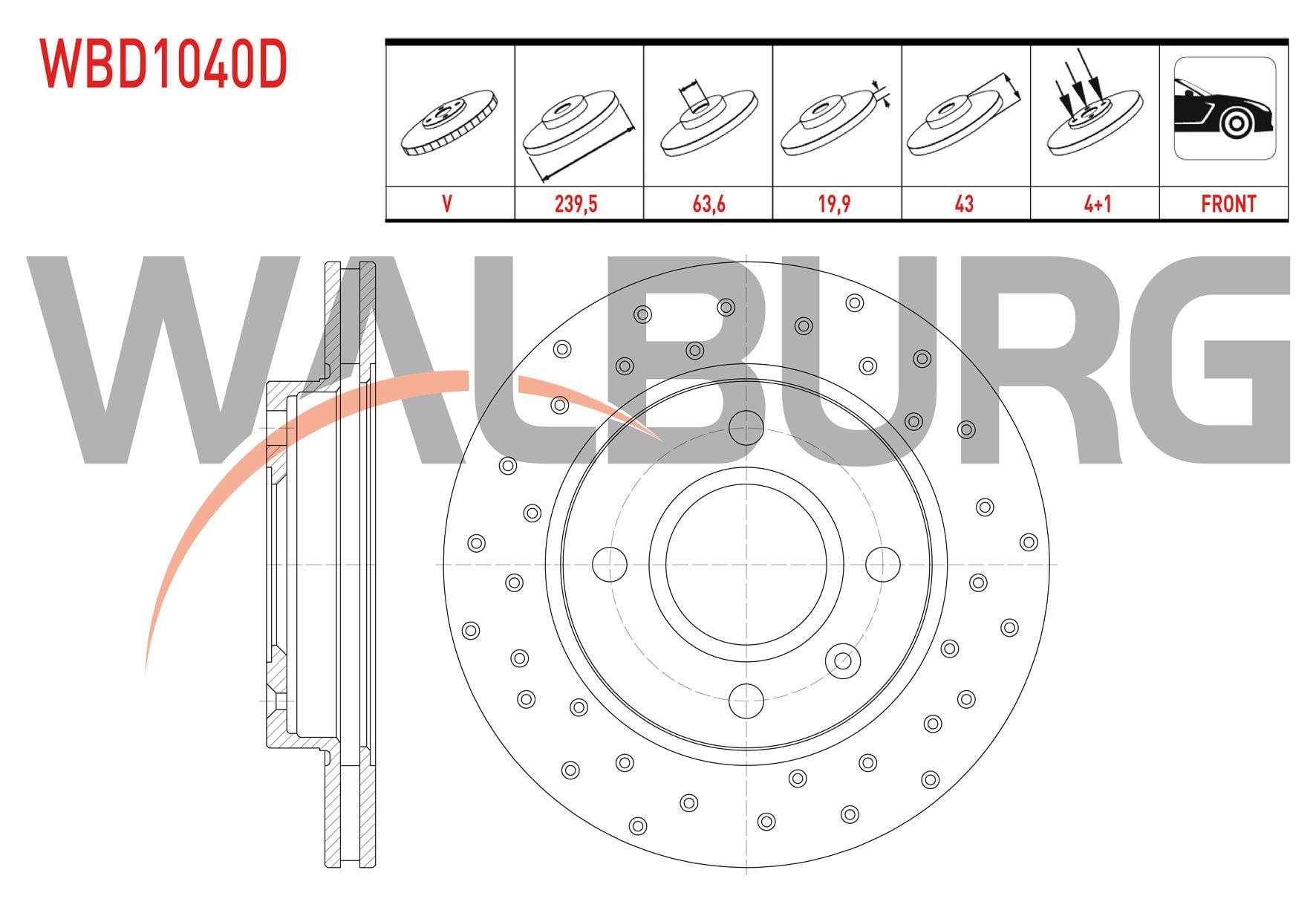 FREN DISKI ON HAVALI PERFORMANS DELIKLI 4 BJN 239,5X19,9X63,6X43 FORD FIESTA IV 1.4i 16v 1996-2002
