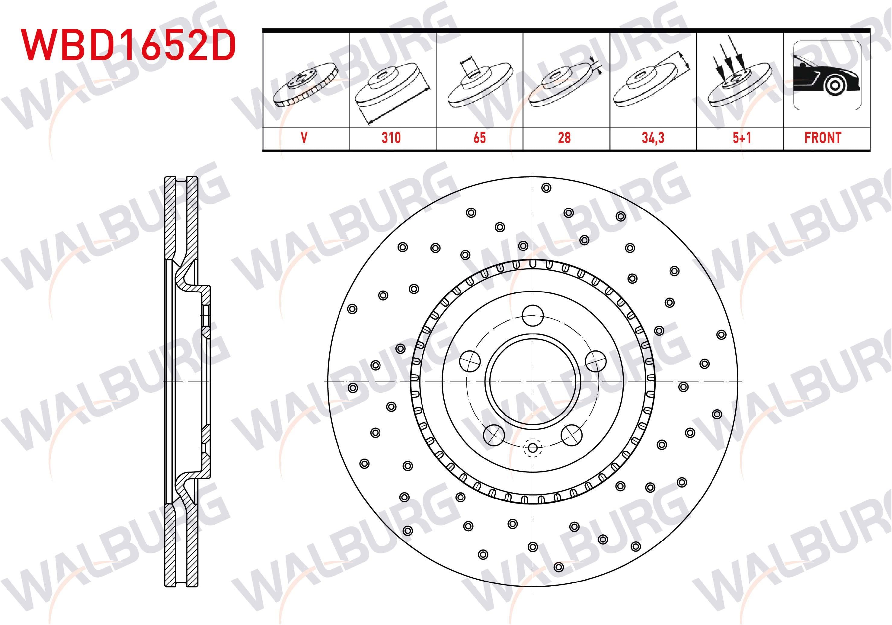 FREN DISKI ON HAVALI PERFORMANS DELIKLI 5 BJN 310X28X65X34,3 VW POLO V 2013-2017/ IBIZA IV 2015-2016/ A1 2014-2018