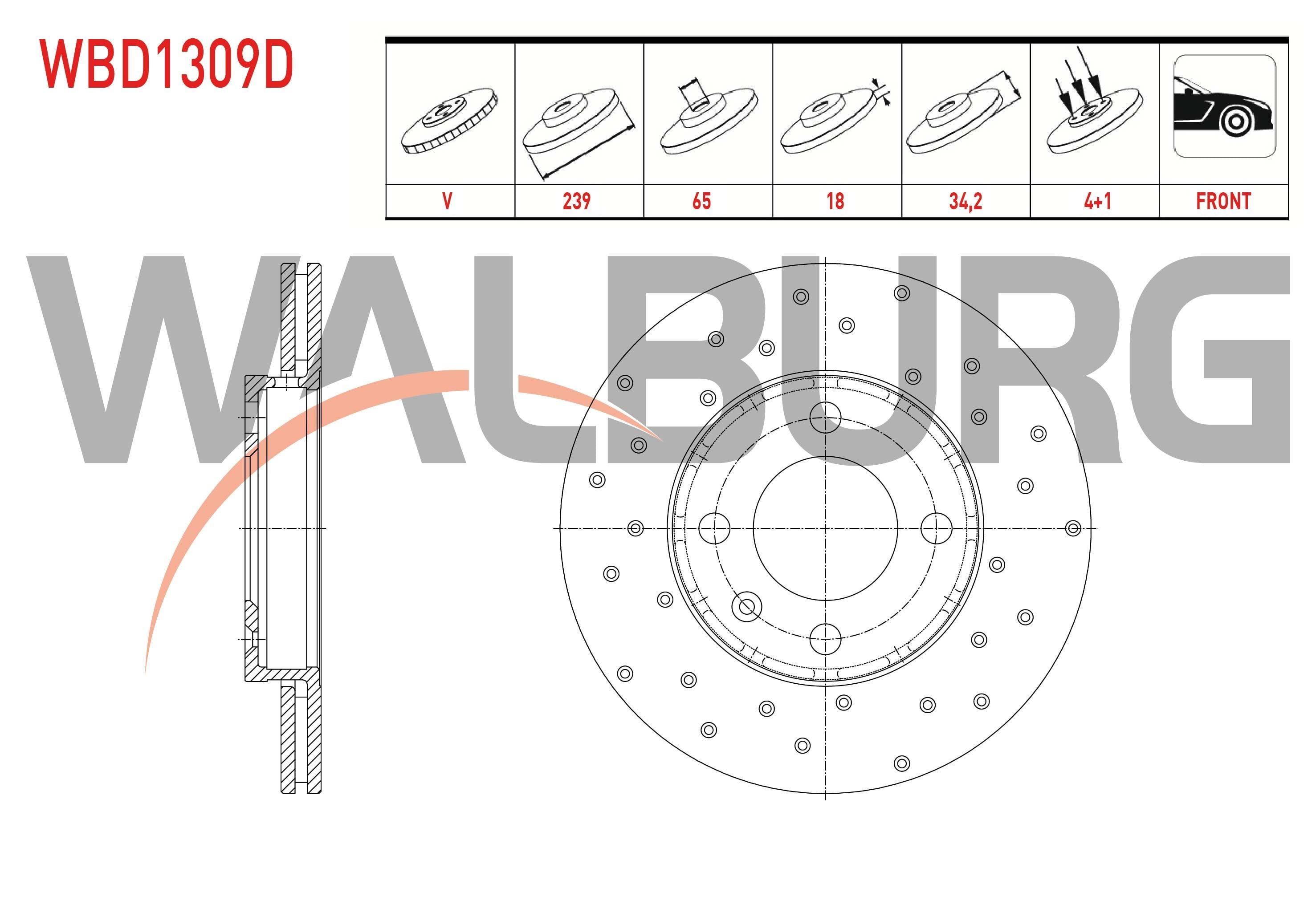 FREN DISKI ON HAVALI PERFORMANS DELIKLI 4 BJN 239X18X65X34,2 VOLKSWAGEN POLO 1.0i - 1.3i - 1.4i 16v - 1.6i - 1.9D 1994-1999 / POLO 1.4 - 1.4 TDI - 1.6 - 1.9D - 1.9 SDI 1995-2001