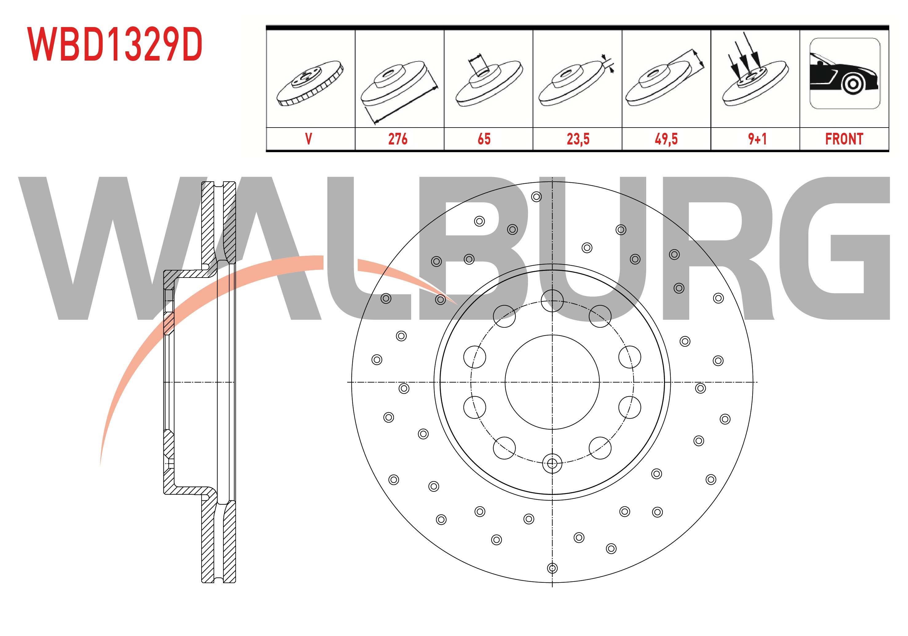 FREN DISKI ON HAVALI PERFORMANS DELIKLI 5 BJN 276X23,5X65X49,5 VOLKSWAGEN GOLF VII 1.6 TDI 2012-/ GOLF VII 1.2 TSI 2012-/ SEAT LEON 1.6 TDI 2012-/ LEON 1.2 TSI 2012-/ SKODA OCTAVIA 1.6 TDI 2012-