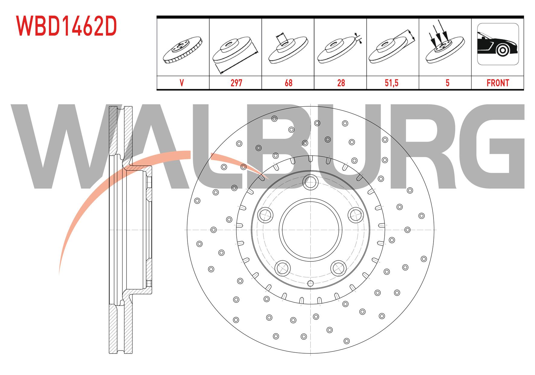 FREN DISKI ON HAVALI PERFORMANS DELIKLI 5 BJN 297X28X68X51,5 MAZDA 6 (GJ,GH) 2.0 2013-/ CX-5 (KE) 2.0 - 2.2 D 2011-/ CX-5 (KF) 2.0 2017-