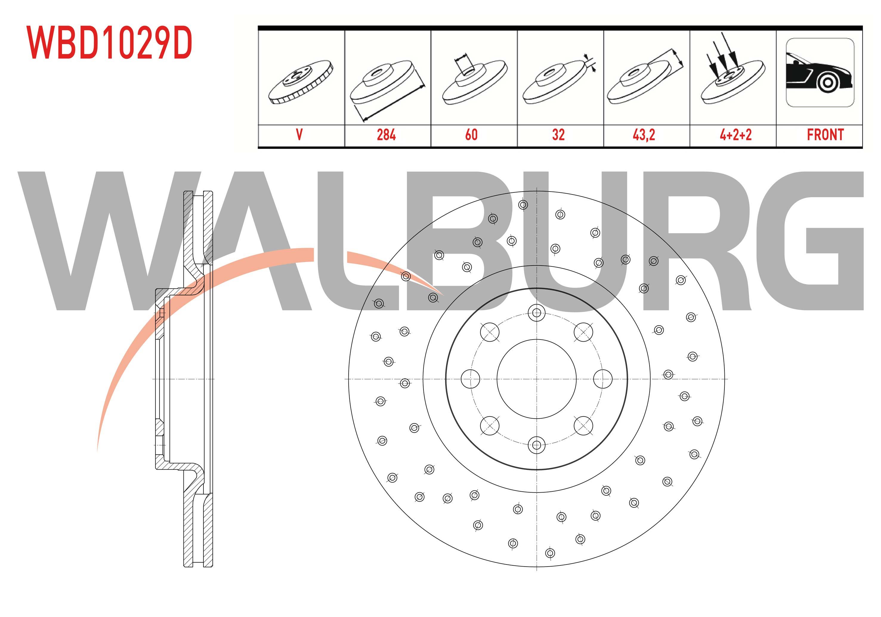 FREN DISKI ON HAVALI PERFORMANS DELIKLI 4 BJN 284X22X60X43,2 FIAT G.PUNTO 1.3 MJT - 1.9 MJT 2005-2012/ OPEL CORSA D 1.3 CDTI - 1.2 - 1.4 2006-2014