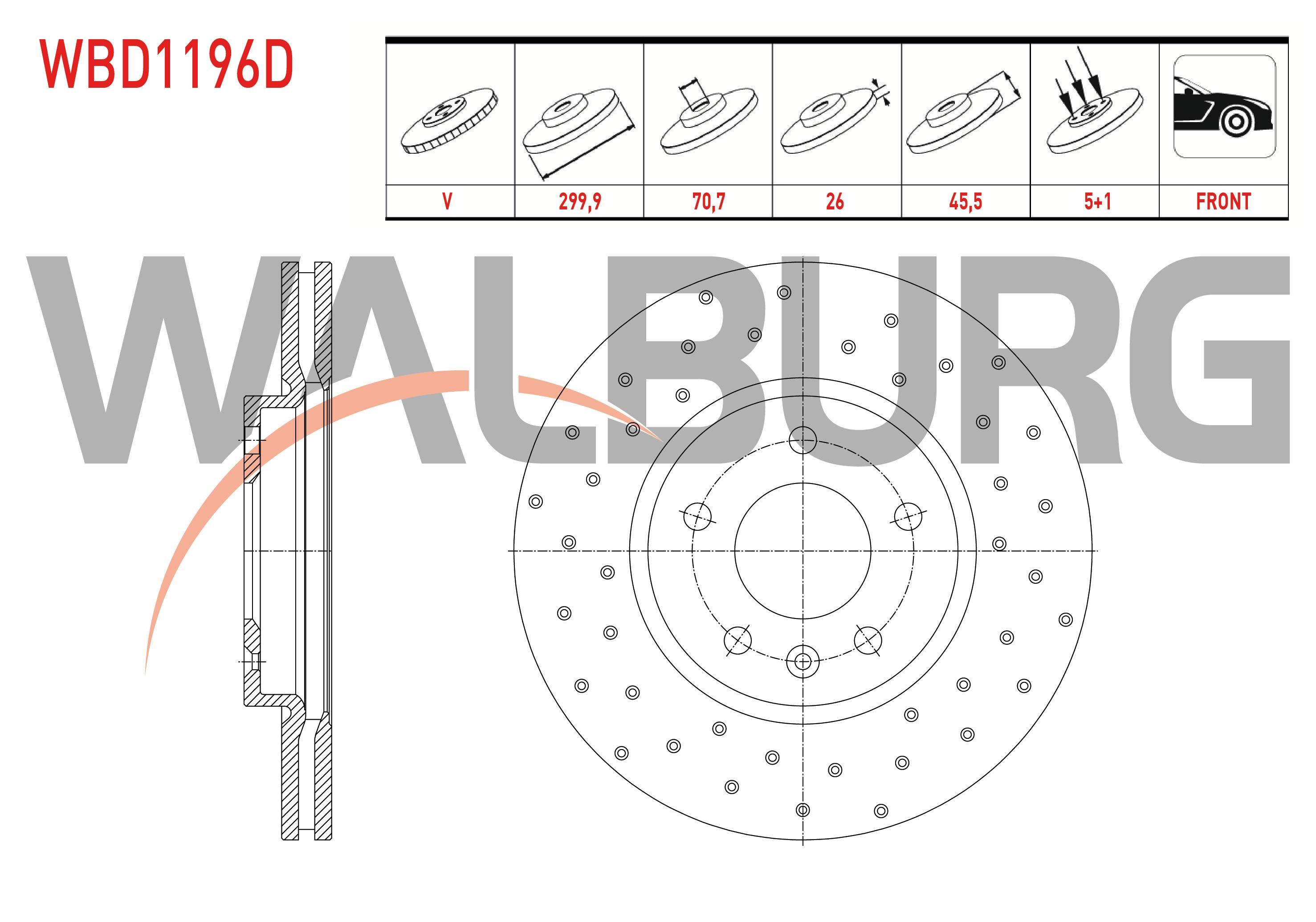 FREN DISKI ON HAVALI PERFORMANS DELIKLI 5 BJN 299,9X26X70,7X45,5 OPEL ASTRA J 1.3 CDTI - 1.4i - 1.6i 2009-2016/ CHEVROLET CRUZE 1.6 - 2.0 CDI 15 JANT 2009-2014/ AVEO (T300) 1.3 D 16 JANT 2011-2014