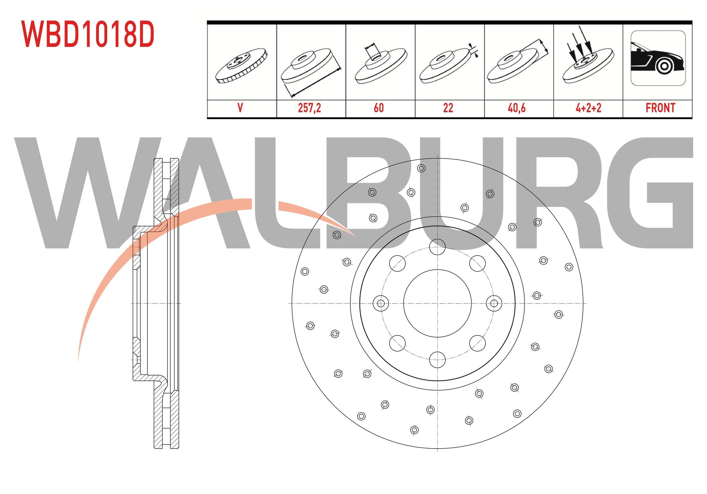 FREN DISKI ON HAVALI PERFORMANS DELIKLI 4 BJN 257,2X22X60X40,6 FIAT G.PUNTO 1.3 MJT 2005-2012/ G.PUNTO 1.4 2005-2012/ G.PUNTO 1.2 MPI 2005-2012/ OPEL CORSA D 1.0 2006-2014/ OPEL CORSA D 1.2 2006-2014