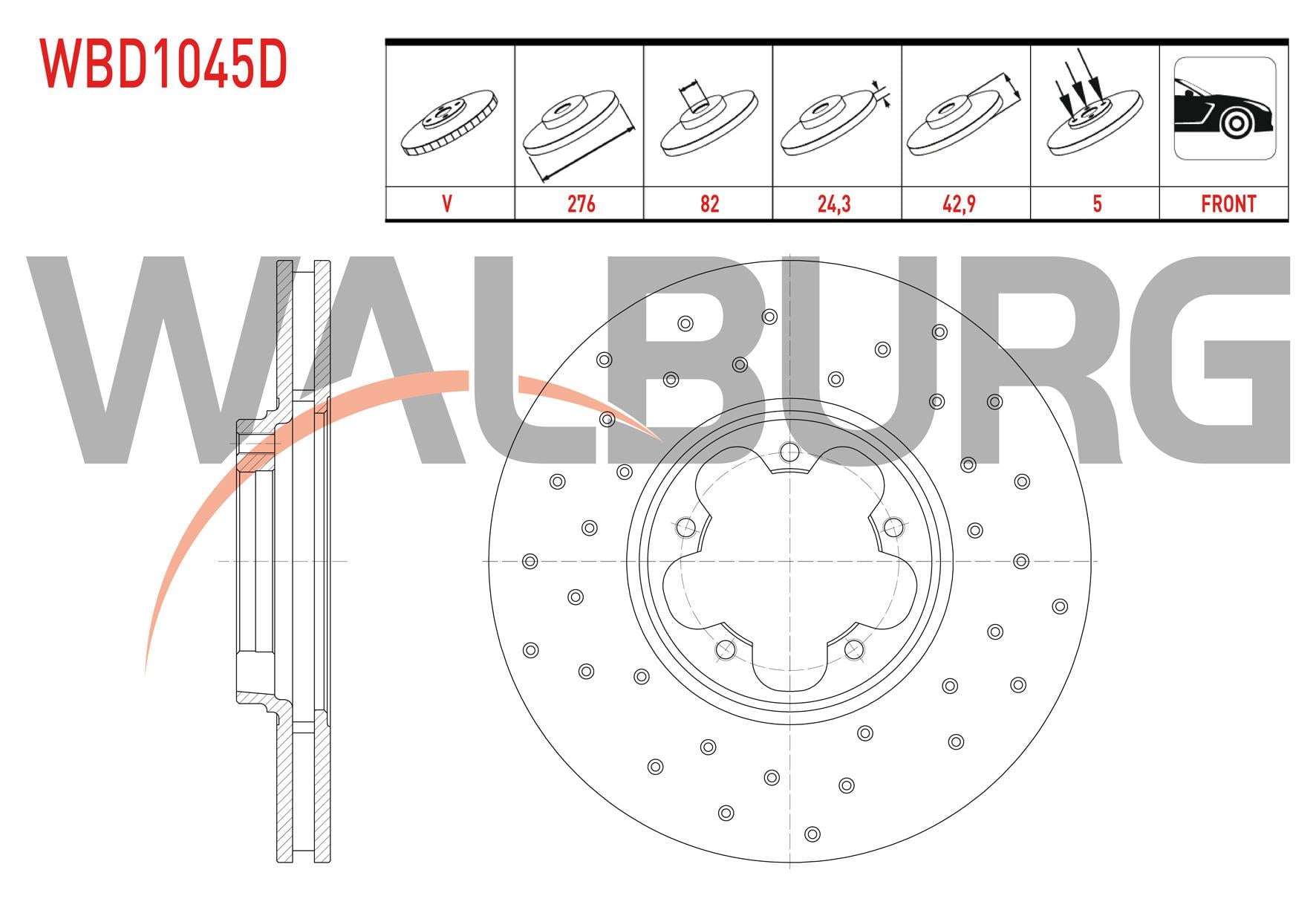 FREN DISKI ON HAVALI PERFORMANS DELIKLI 5 BJN 276X24,3X82X42,9 FORD TRANSIT 2.4 TDCI - 2.0 TDCI - 2.3 16v ONDEN CEKIS 2000-2006 / TRANSIT (V185) 2.4 TDCI 2000-2006