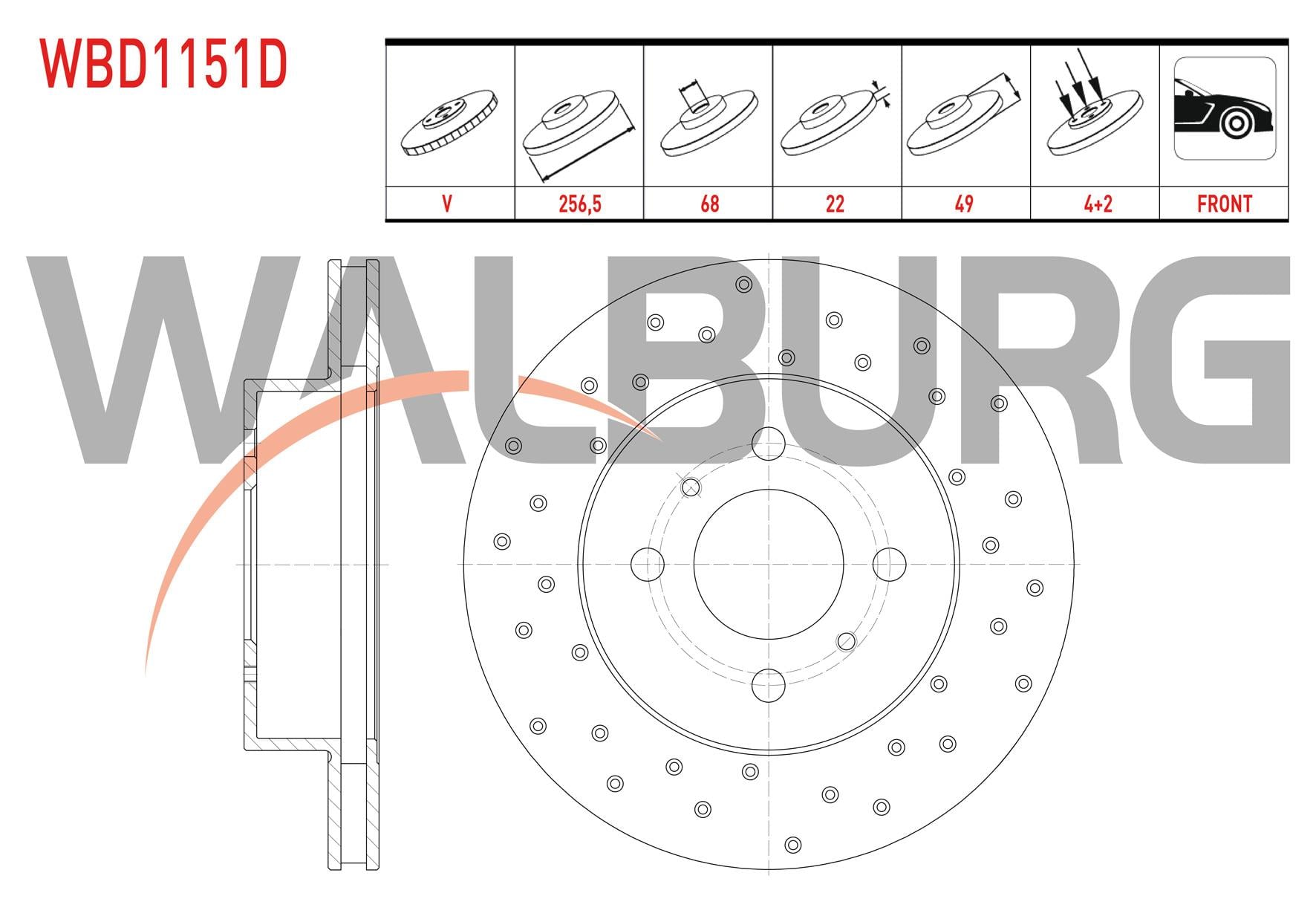 FREN DISKI ON HAVALI PERFORMANS DELIKLI 4 BJN 256,5X22X68X49 NISSAN PRIMERA 1.6i 16v - 2.0i 16v - 2.0 TD 1996-2001/ PRIMERA 1.6i 16v - 2.0i 1990-1998/ 200 SX 1.8 1988-1994