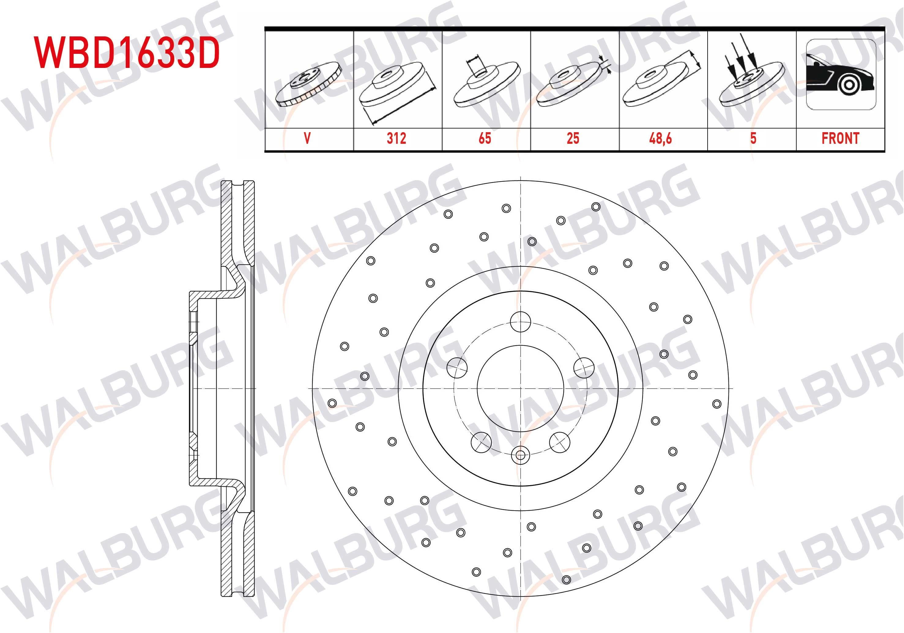 FREN DISKI ON HAVALI PERFORMANS DELIKLI 5 BJN 312X25X65X48,6 VOLKSWAGEN POLO VI 2017-