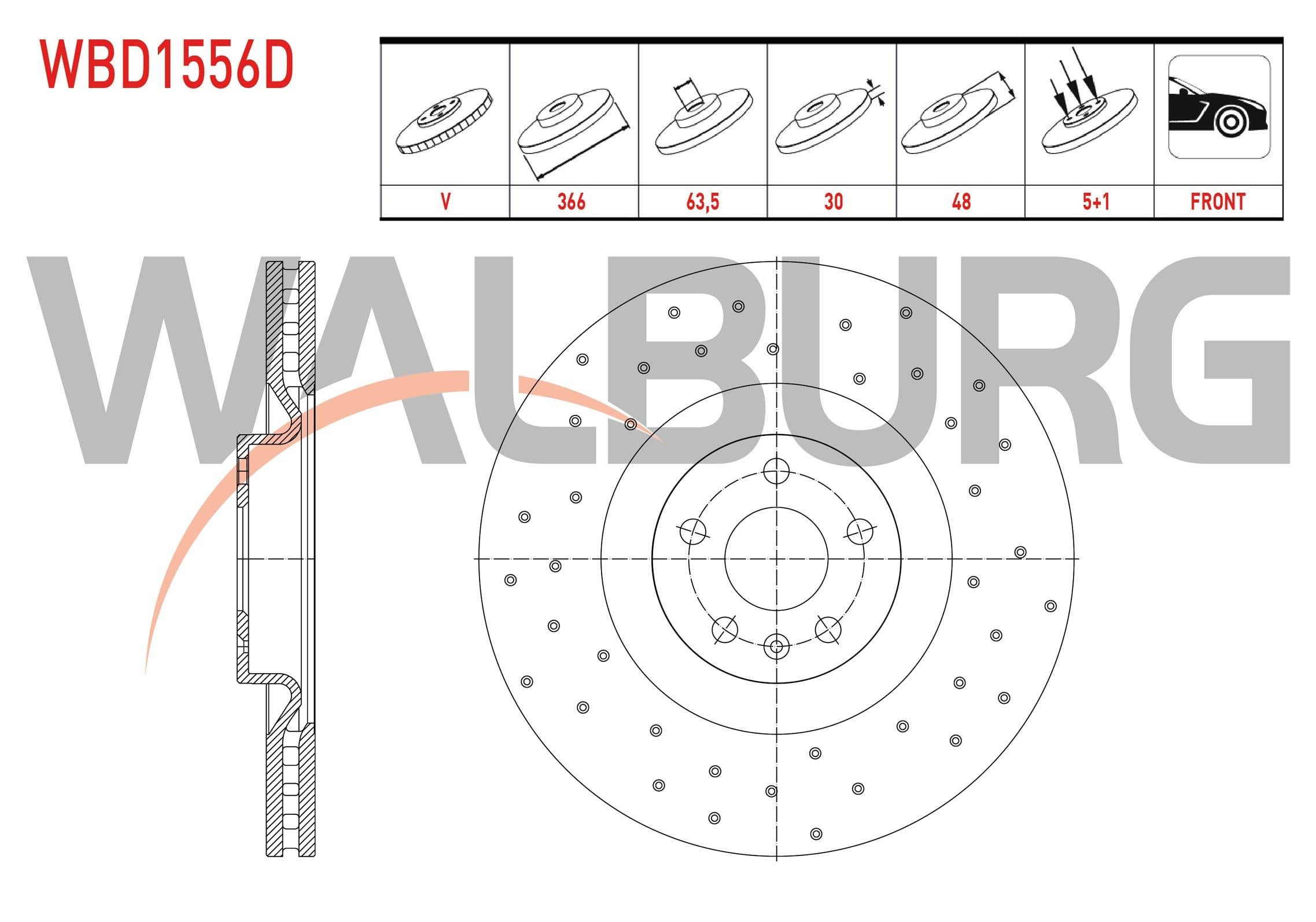 FREN DISKI ON HAVALI PERFORMANS DELIKLI 5 BJN 366X30X63,5X48 VOLVO XC60 D3 - D4 - D5 - 2.4 D 2008-