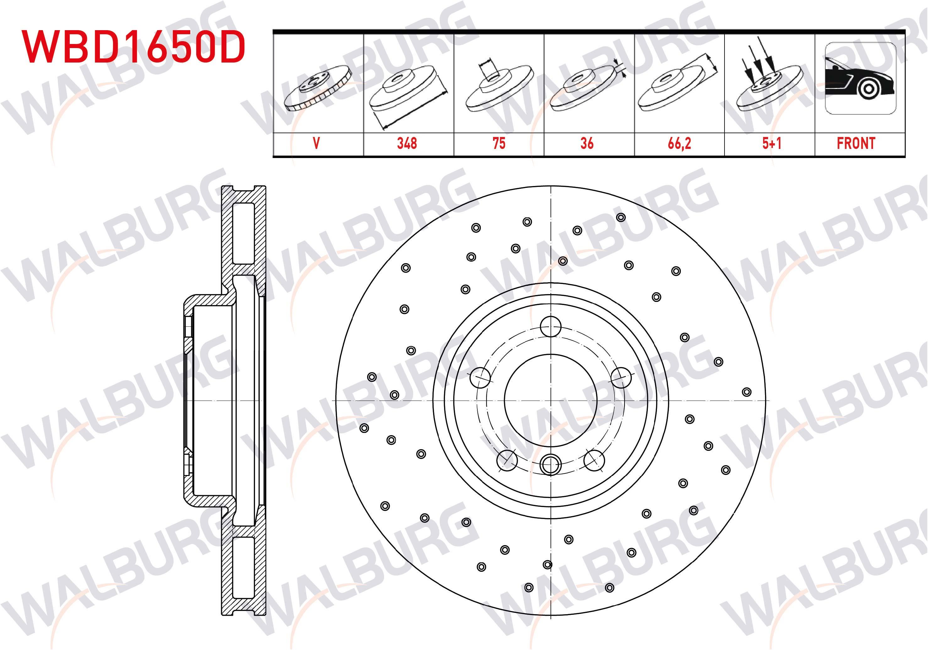 FREN DISKI ON SAG HAVALI PERFORMANS DELIKLI 5 BJN 348X36X75X66,2 BMW 5 SERISI (F10) 2010-2016 / 7 SERISI (F01) 2009-2015