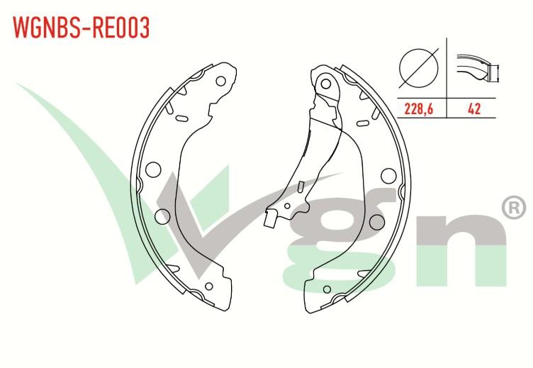 FREN PABUC BALATA ARKA +1mm DAHA KALIN RENAULT KANGOO (KC0/1) 1.5 DCI LEVYELI 228,6X42 mm 1998-2008/ KANGOO 1.9 DTI- 1998-2008/ KANGOO 1.4i 1998-2008
