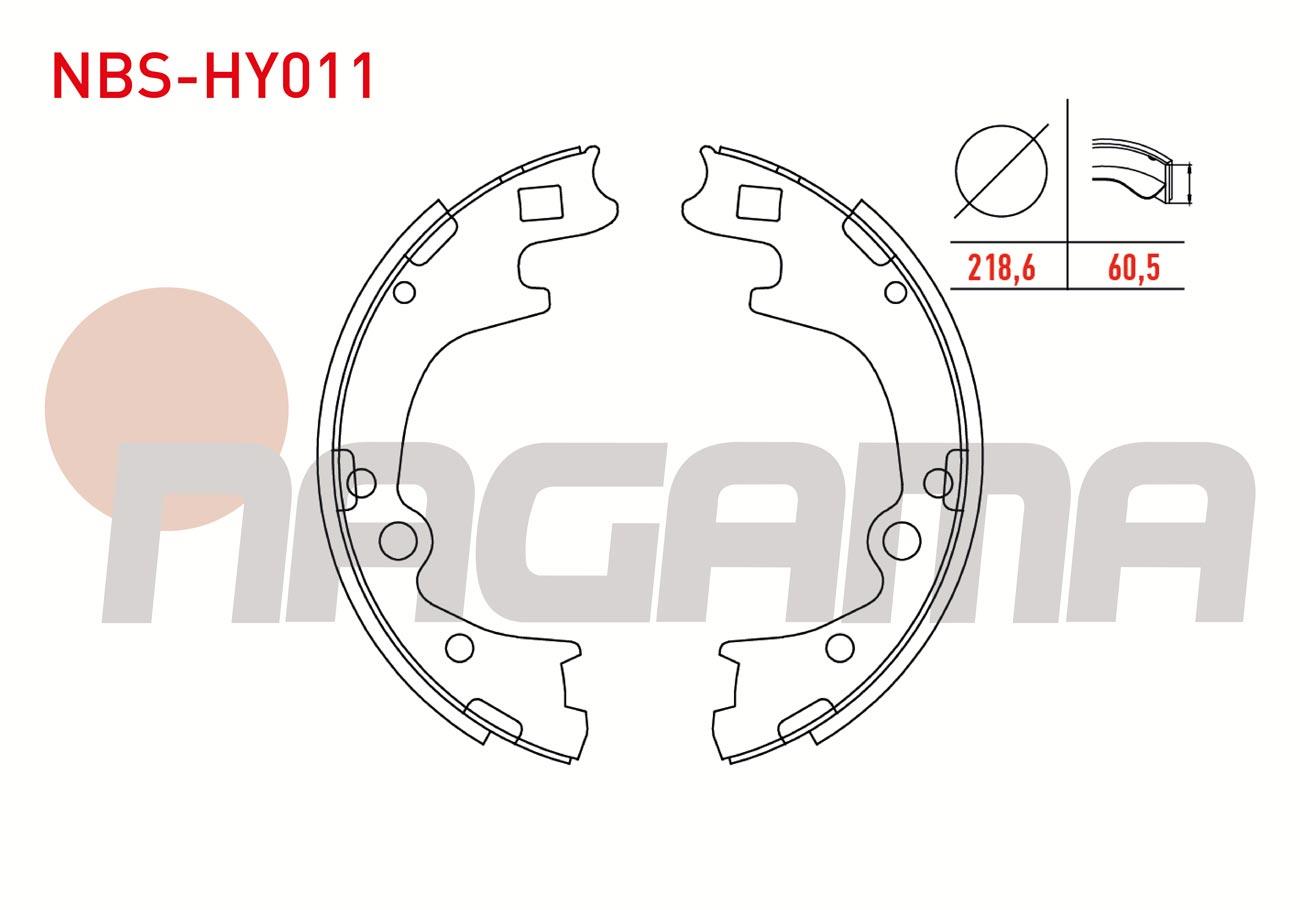 FREN PABUC BALATA ARKA 218,6x60,5mm HYUNDAI STAREX 2.4i - 2.5 TD - 2.5 CRDI 1997-2007