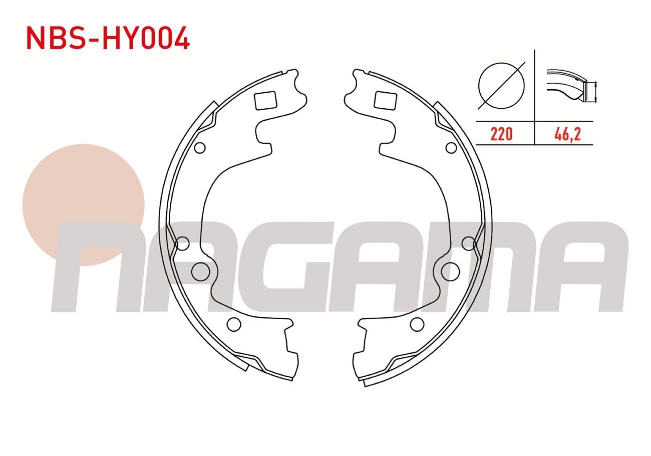 FREN PABUC BALATA ARKA 220X46,2mm HYUNDAI H100 2.5 D KAMYONET 1993-2004