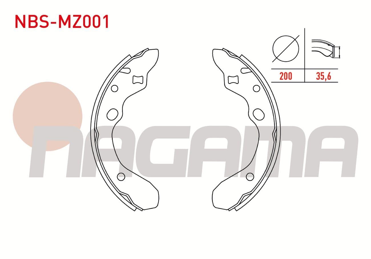 FREN PABUC BALATA ARKA GENIS TIP 200X35,6mm MAZDA 323 V 1.3i 16v - 1.5i 16v - 1.6 TD - 1.8i 16v 1994-1998