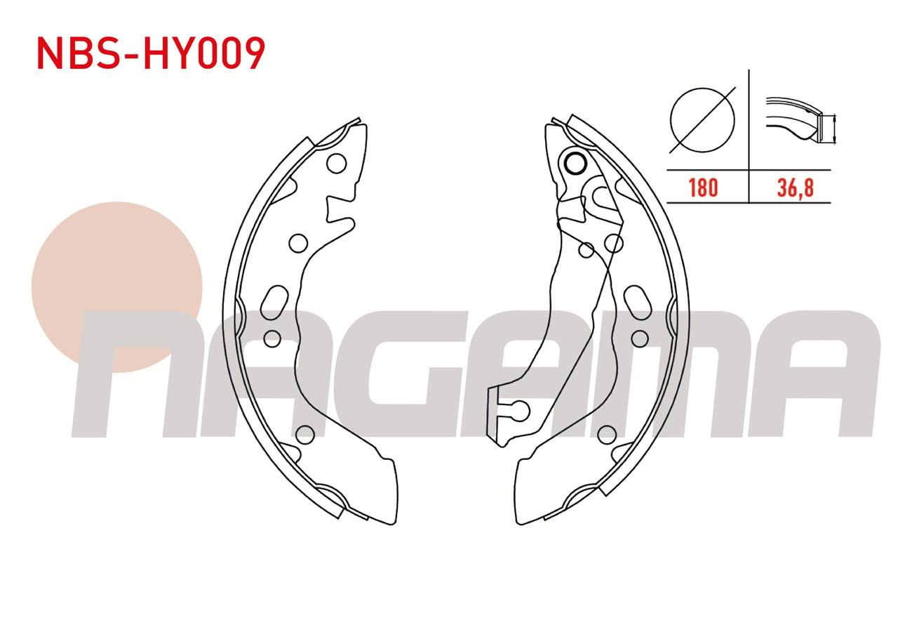 FREN PABUC BALATA ARKA LEVYELI 180X36,8 mm HYUNDAI ACCENT II 1.5i 1989-1995/ EXCEL 1.3i - 1.5i 1990-1995