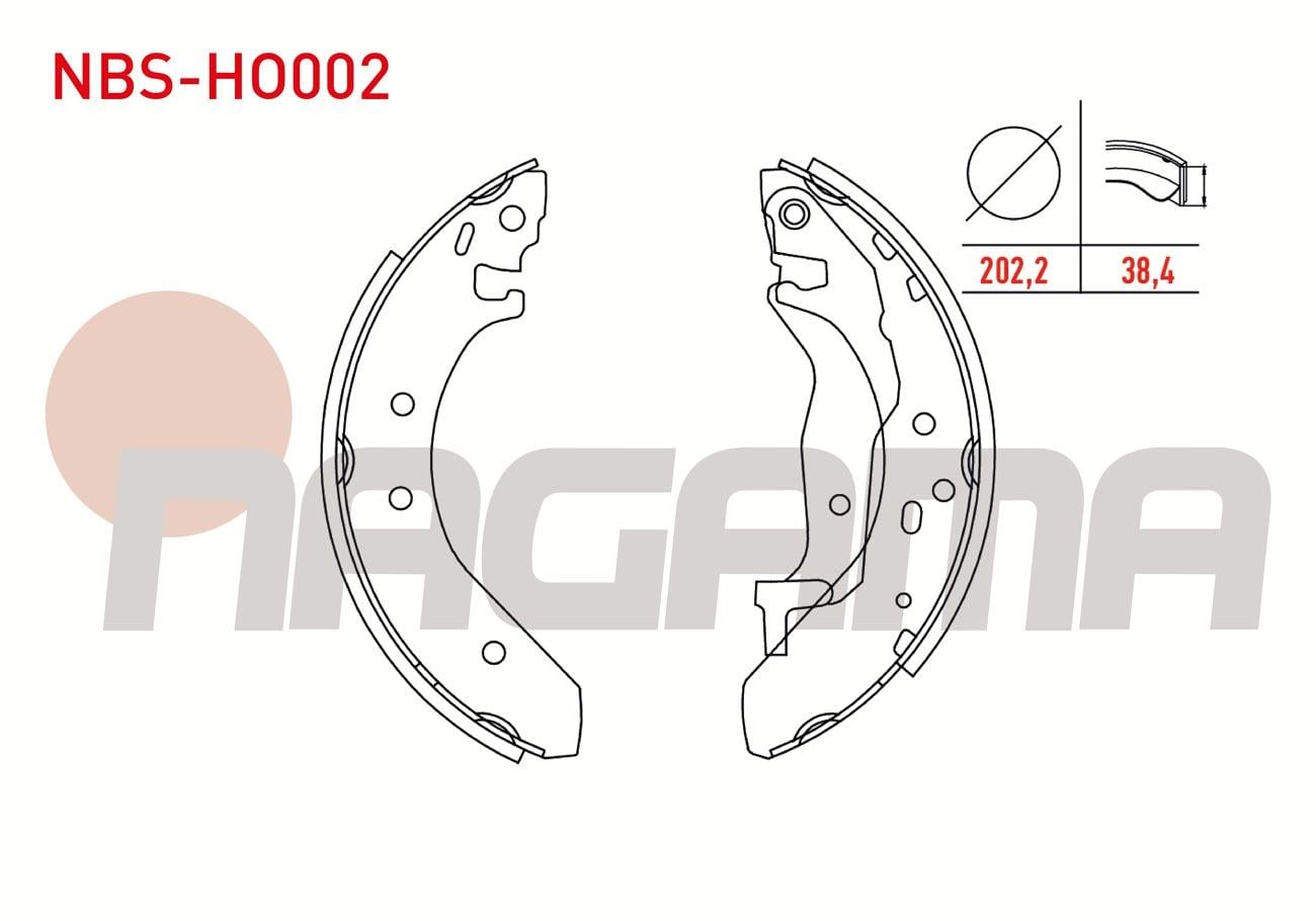 FREN PABUC BALATA ARKA LEVYELI 202,2X38,4mm HONDA CIVIC VI 1.4i - 1.6 IVTEC 1995-2001 /ROVER 200 1.4i 1995-2000/ 400 414 SI 1.4i 1995-2000/ 25 1.6 16v 1999-2005
