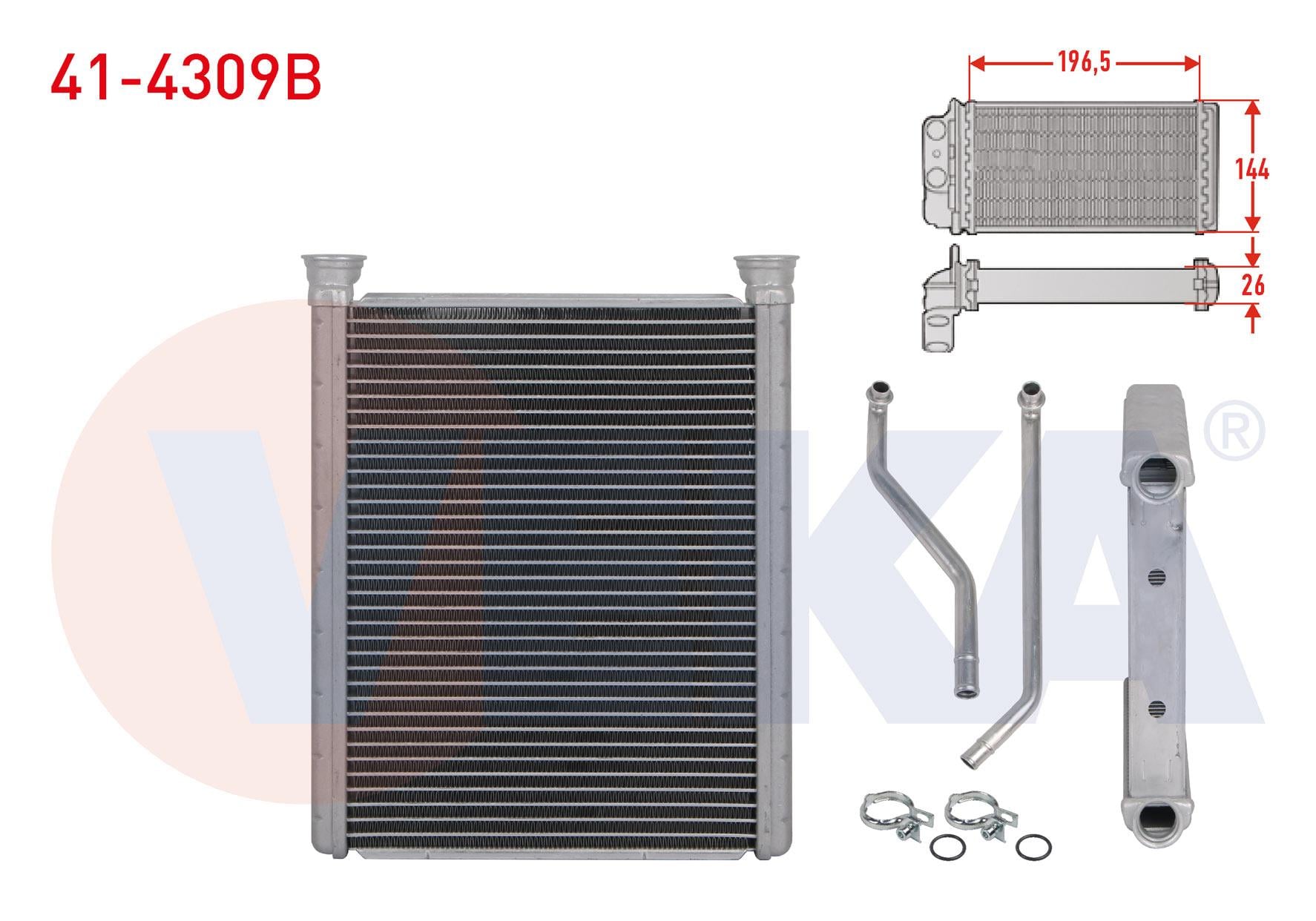 KALORIFER RADYATORU BRAZING (4mm fin) TOYOTA YARIS (P9) 1.3 VVT-I - 1.33 VVT-I - 1.4 D-4D 2006-2010