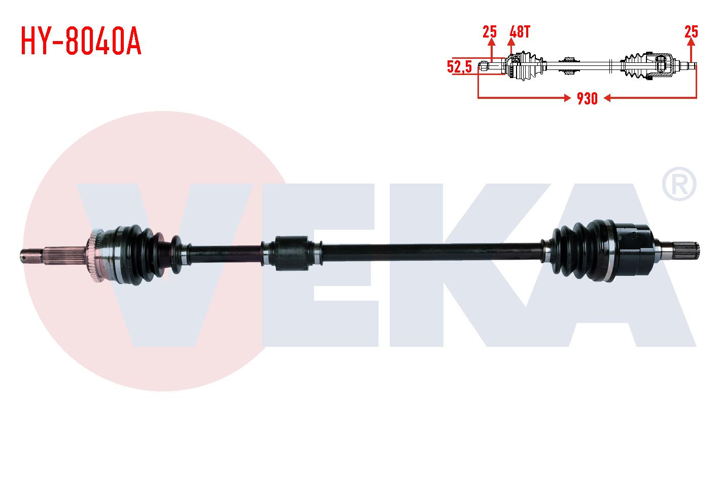 KOMPLE AKS ON SAG HYUNDAI I20 (PB, PBT) 1.4 M-T ABSLI 48 DIS UZUNLUK 930mm 2008-2015