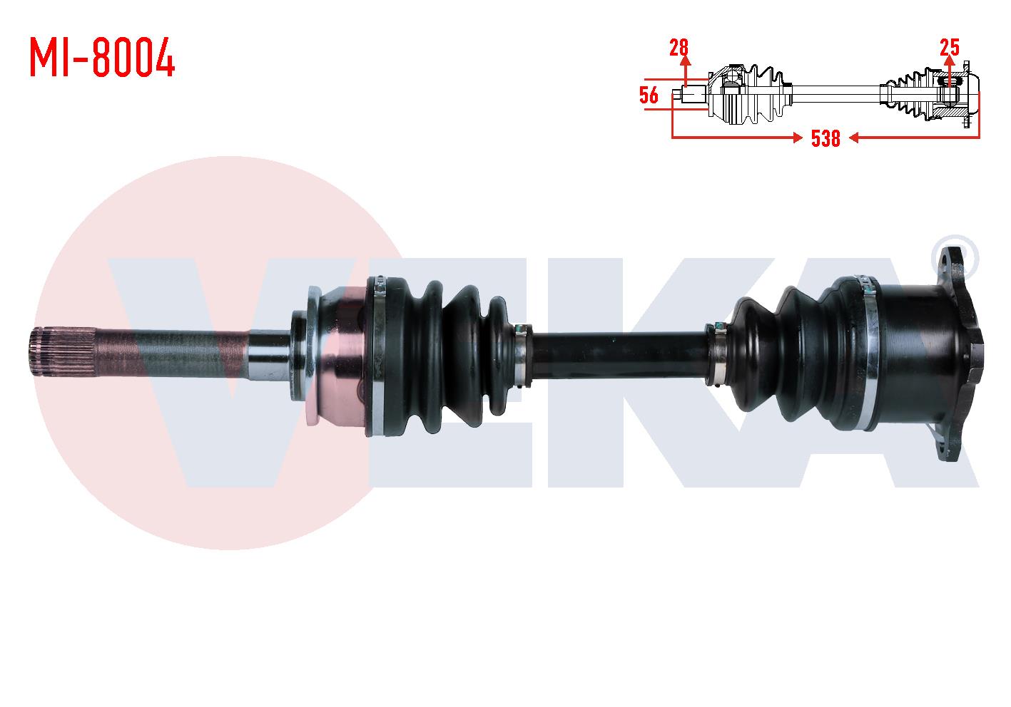 KOMPLE AKS ON SAG MITSUBISHI L 200 (K7T,K6T) 2.5 TD 4X4 UZUNLUK 537,5mm 1996-2007