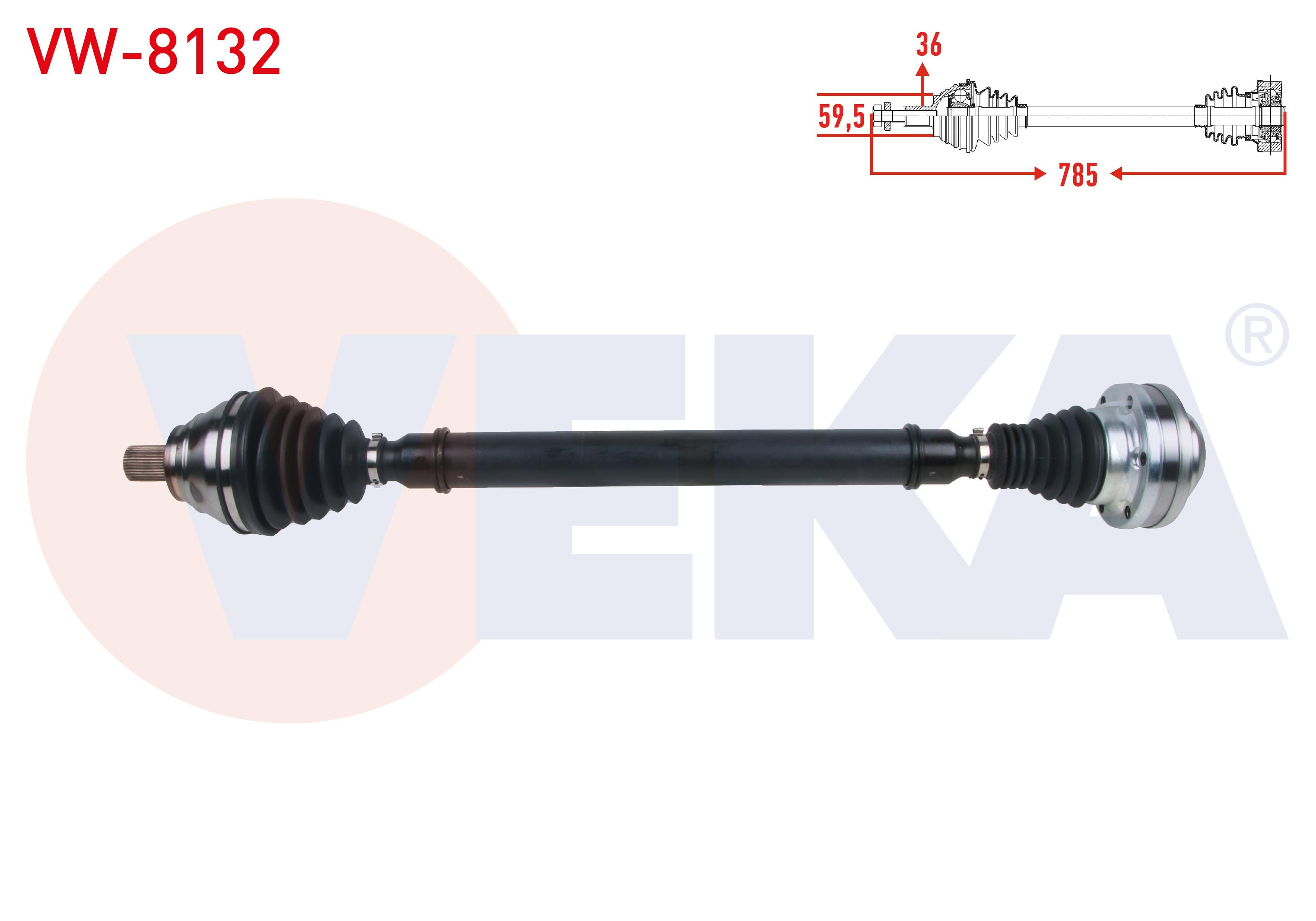 KOMPLE AKS ON SAG UZUNLUK 785mm VOLKSWAGEN SCIROCCO 1.4 TSI A-T 2008-2017/ GOLF VI 1.4 TSI A-T 2008-2013/ PASSAT 1.4 TSI A-T 2005-2008/ AUDI A3 1.4 TF