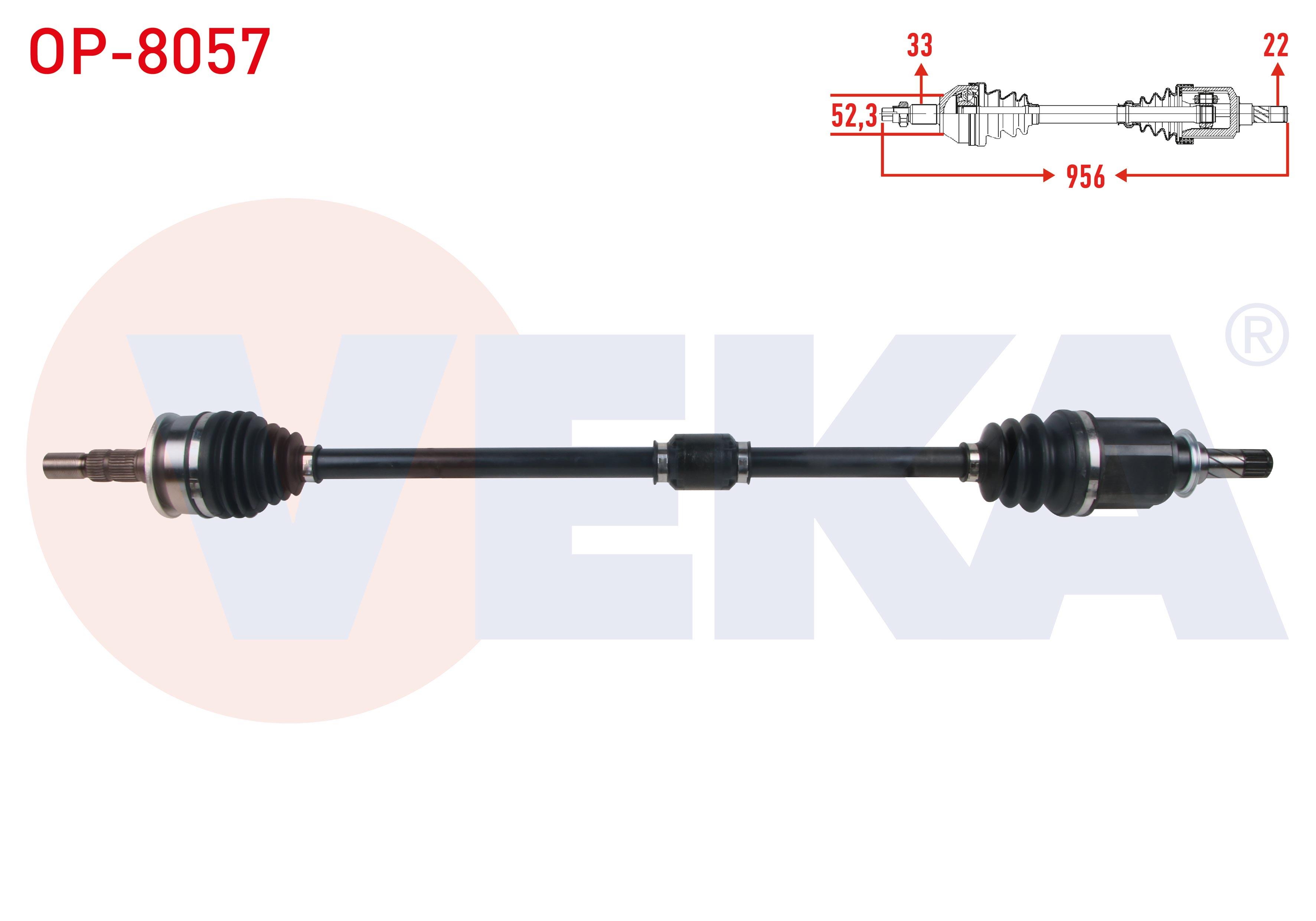 KOMPLE AKS ON SAG UZUNLUK 956mm OPEL ASTRA K 1.0 T - 1.4 M-T 2015- / ASTRA K SW 1.0i TURBO A-T 2015-