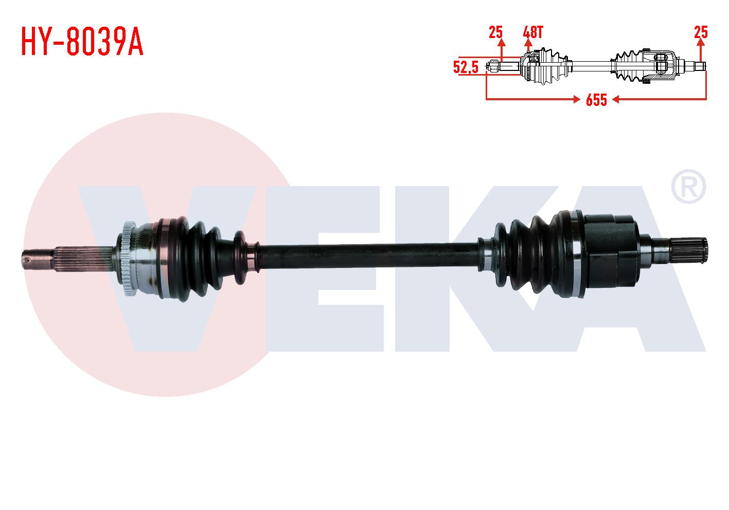 KOMPLE AKS ON SOL HYUNDAI I20 (PB, PBT) 1.2 M-T ABSLI  48 DIS UZUNLUK 655mm 2008-2015