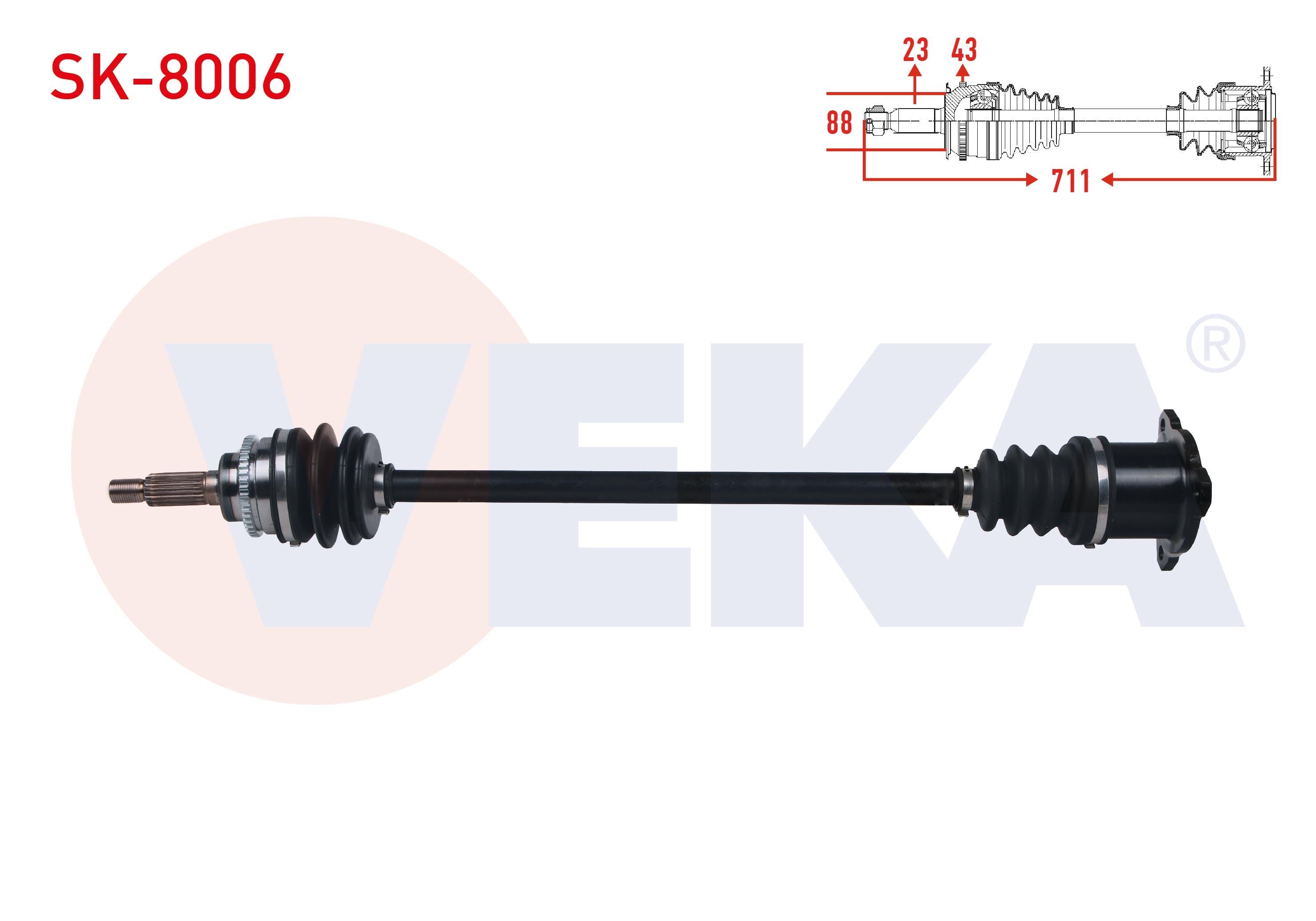 KOMPLE AKS SAG ARKA SUZUKI SWIFT III (MZ,EZ) 1.3i 4X4 ABSLI 43 DIS UZUNLUK 711 2005-2010