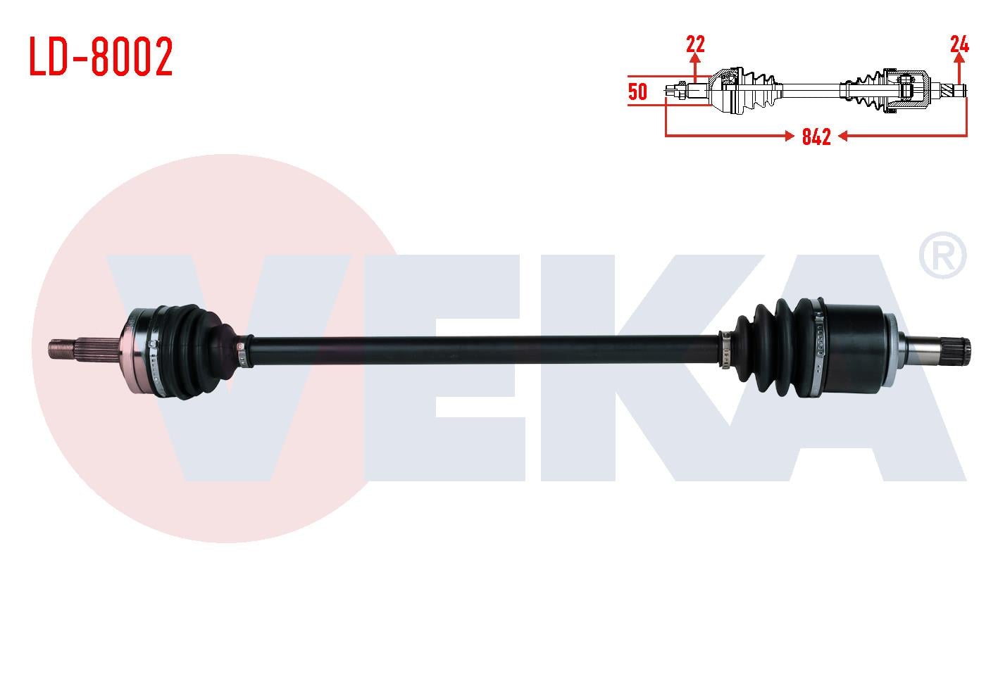 KOMPLE AKS SAG ON 6 BILYALI TIP UZUNLUK 842mm LADA SAMARA 1500 1986-1994 / VEGA 1.5 2000-