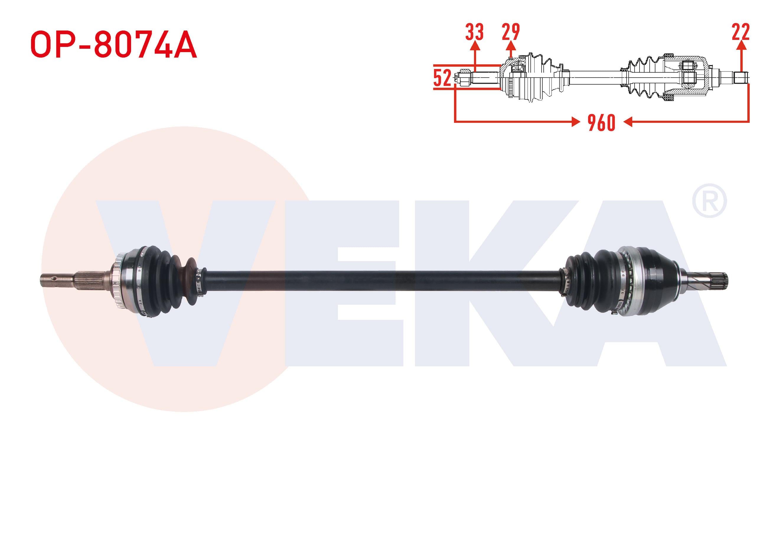 KOMPLE AKS SAG ON ABSLI 29 DIS UZUNLUK 960mm OPEL VECTRA B 1.8i 16v 1999-2003