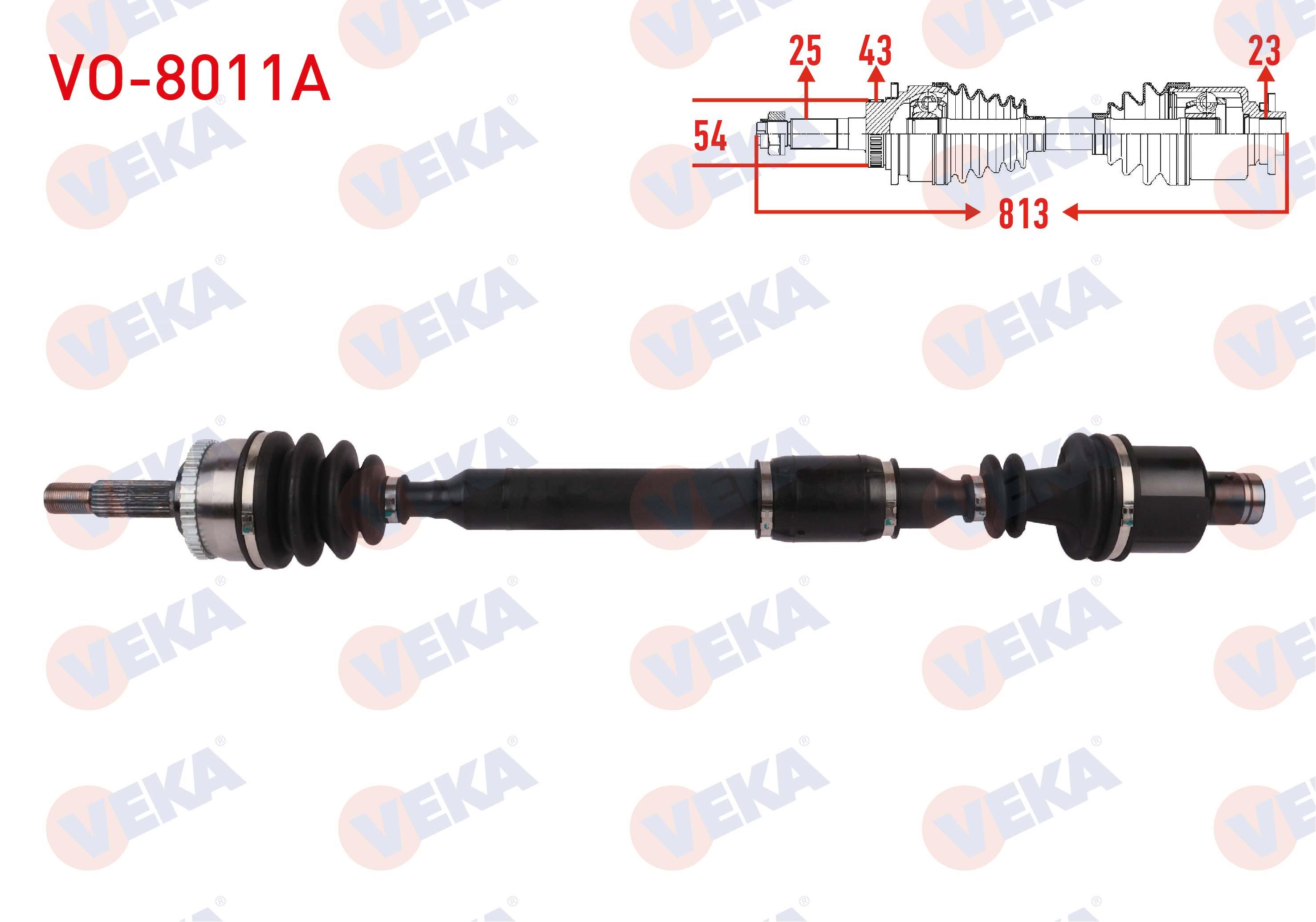 KOMPLE AKS SAG ON ABSLI 43 DIS UZUNLUK 813mm VOLVO S40 I 1999-2003 / V40 I 1999-2004