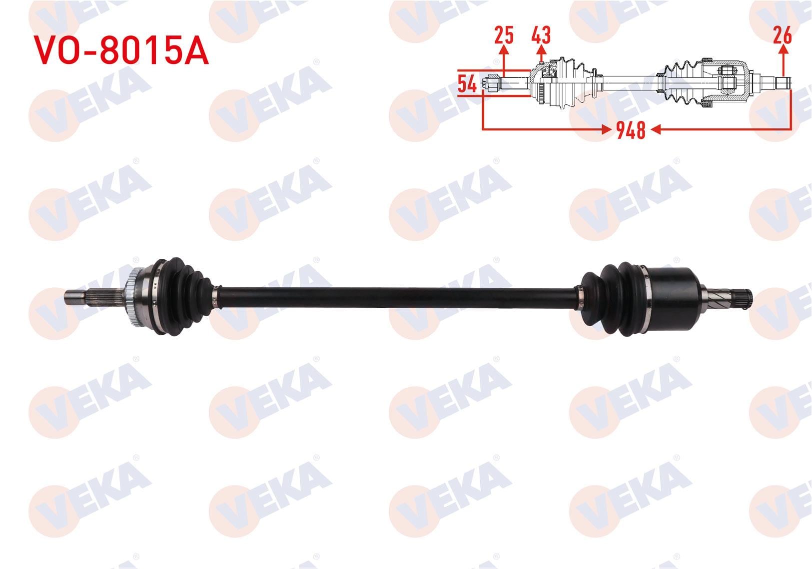 KOMPLE AKS SAG ON ABSLI 43 DIS UZUNLUK 948mm VOLVO V40 2.0 A-T 1998-