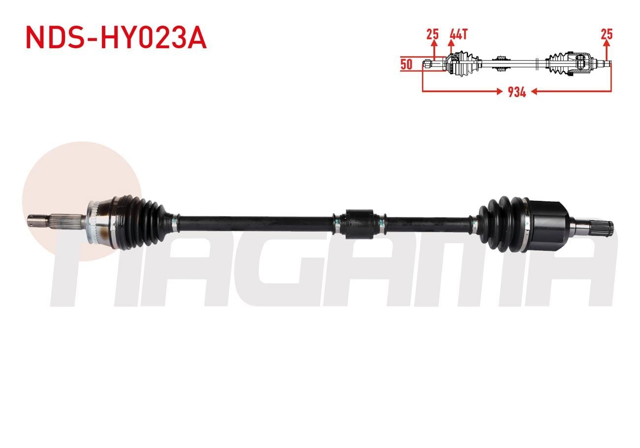 KOMPLE AKS SAG ON ABSLI 44 DIS UZUNLUK 934mm HYUNDAI ELANTRA 1.6i A-T/M-T 2001-2007