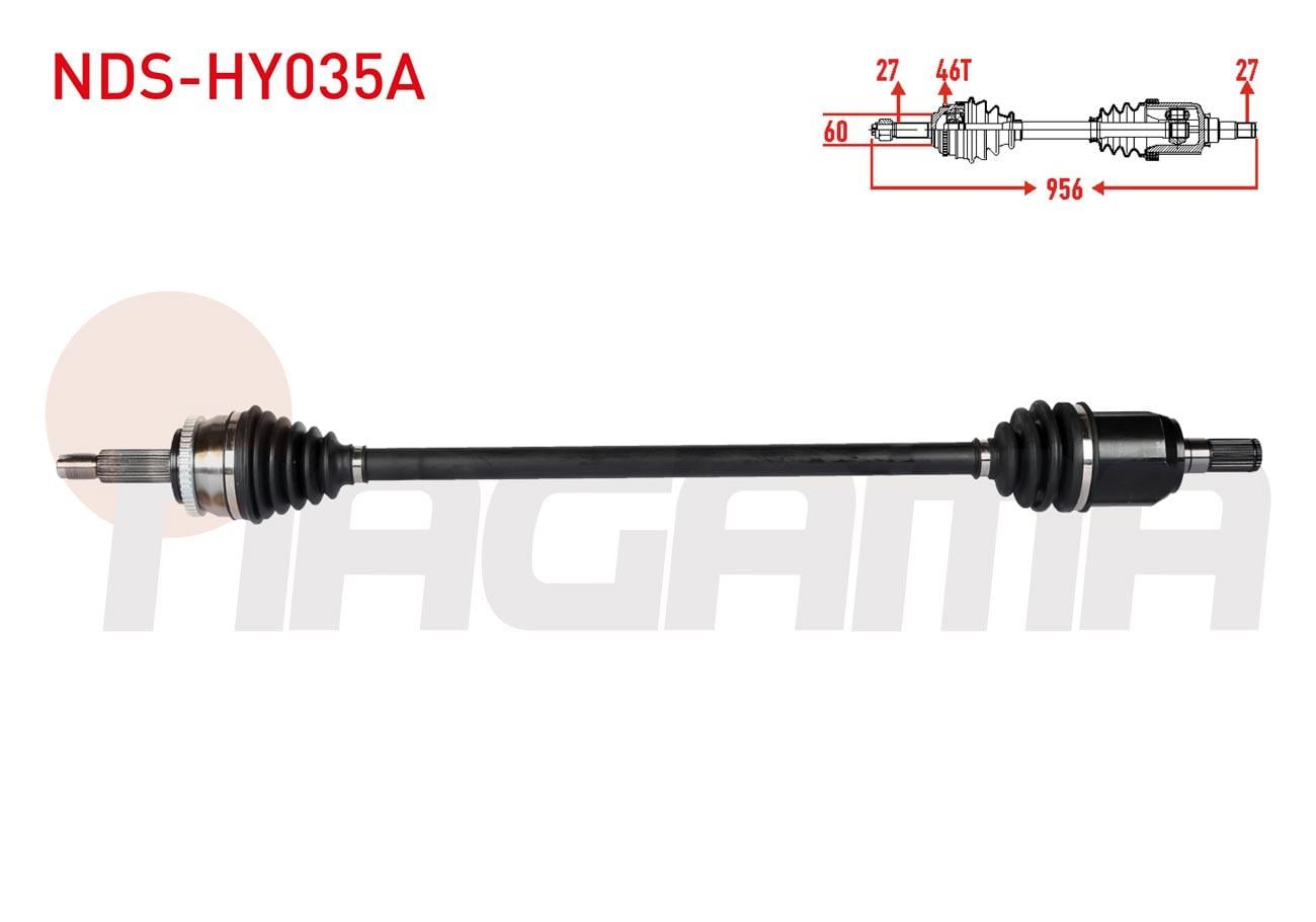 KOMPLE AKS SAG ON ABSLI 46 DIS UZUNLUK 956mm HYUNDAI I30 (GD) 1.6 CRDI A-T 2011-2017/ KIA CEED 1.6 CRDI ABSLI 2012-