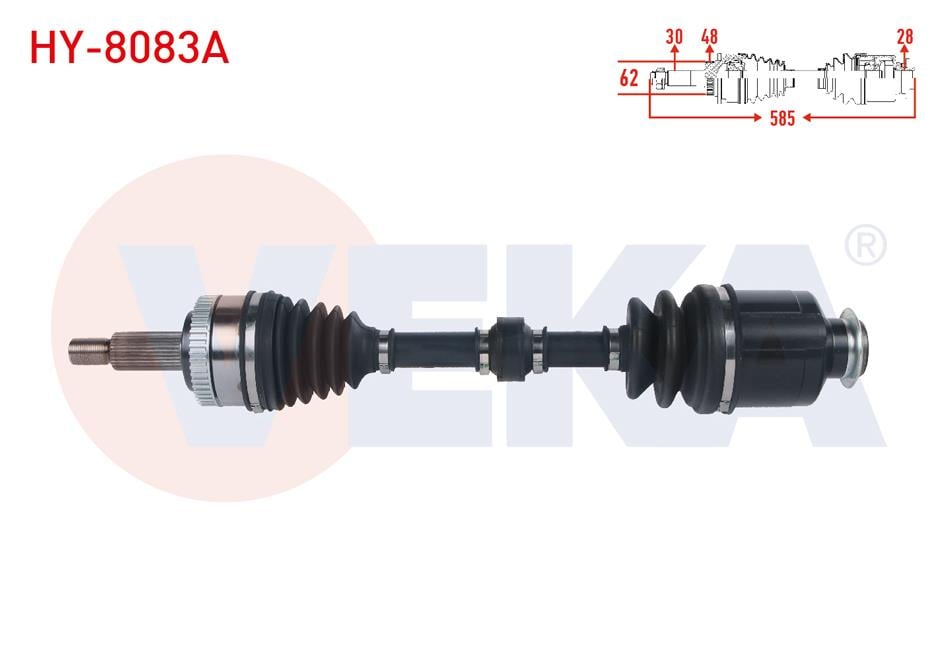 KOMPLE AKS SAG ON ABSLI 48 DIS UZUNLUK 585mm HYUNDAI IX35 2.0 CRDI A-T 2010- / KIA SPORTAGE 2.0 CRDI A-T 2010-